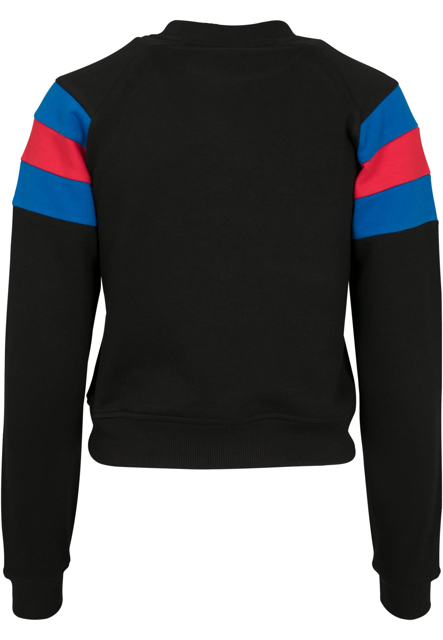 Ladies Sleeve Stripe Crew | black/brightblue/firered