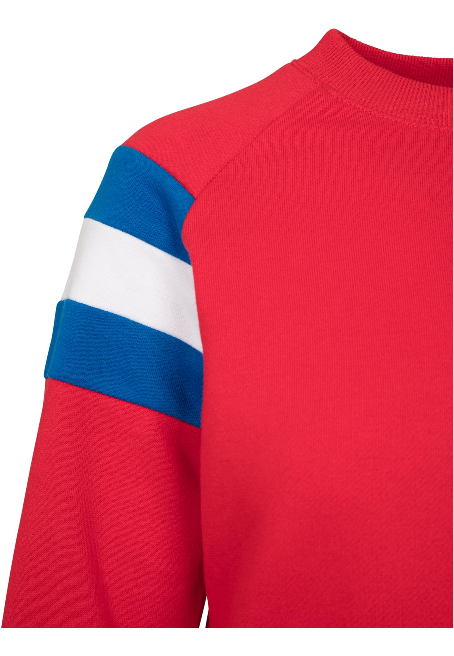 Ladies Sleeve Stripe Crew | firered/brightblue/white