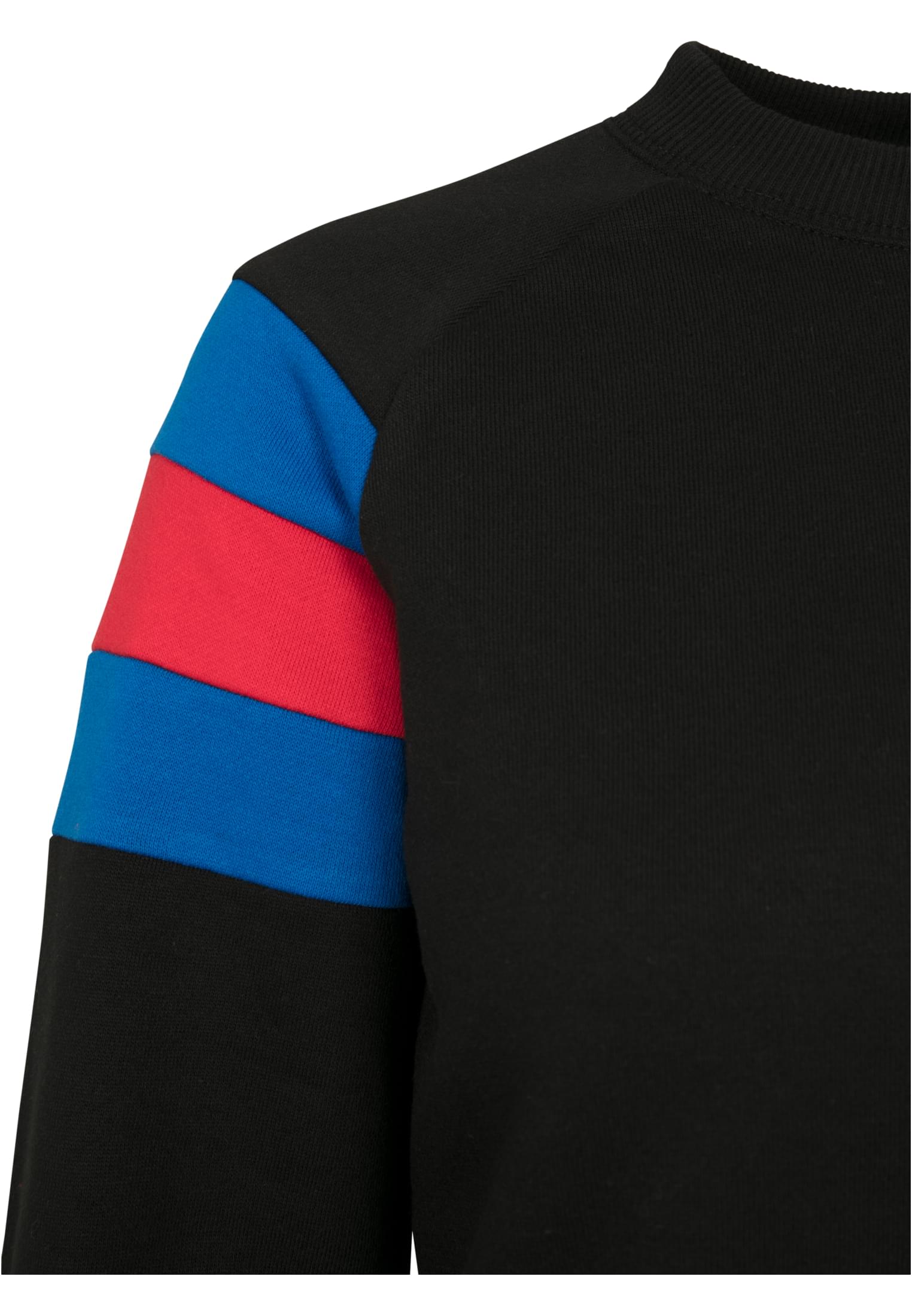 Ladies Sleeve Stripe Crew | black/brightblue/firered