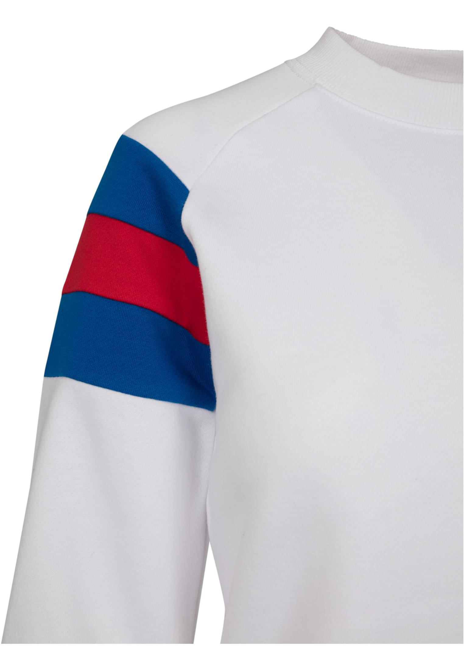 Ladies Sleeve Stripe Crew | white/brightblue/firered