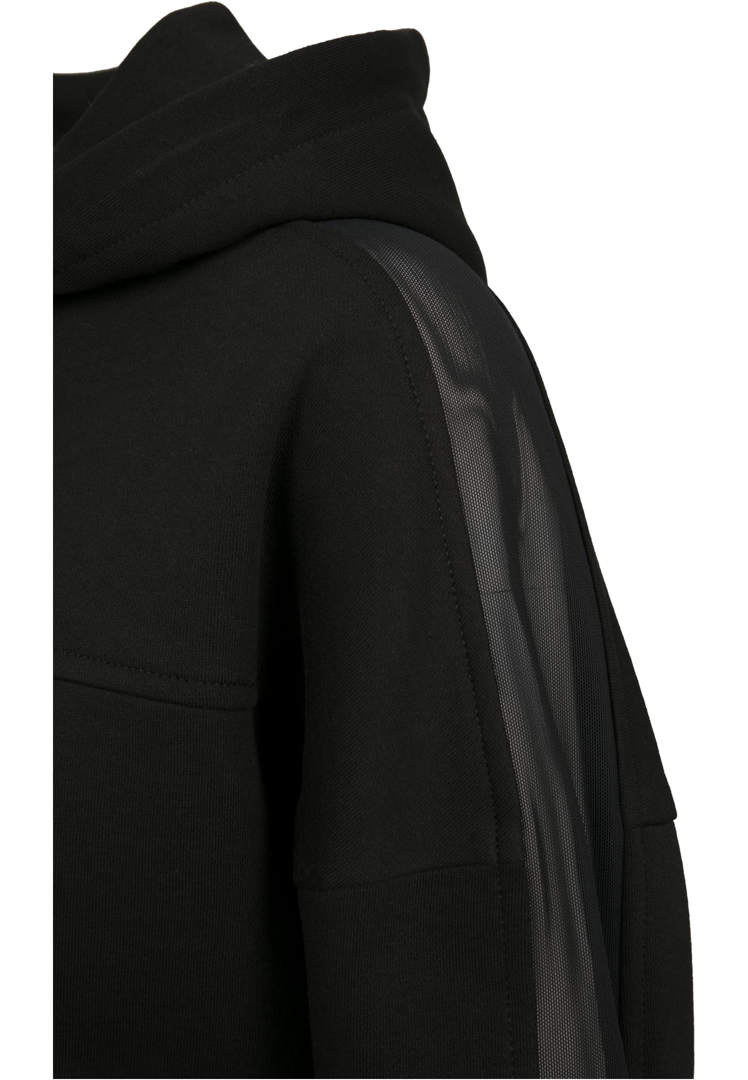 Ladies Oversized Tech Mesh Inset Hoody | black