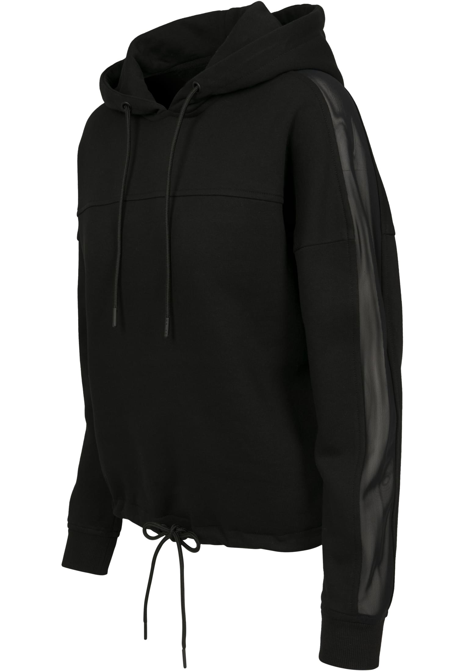 Ladies Oversized Tech Mesh Inset Hoody | black