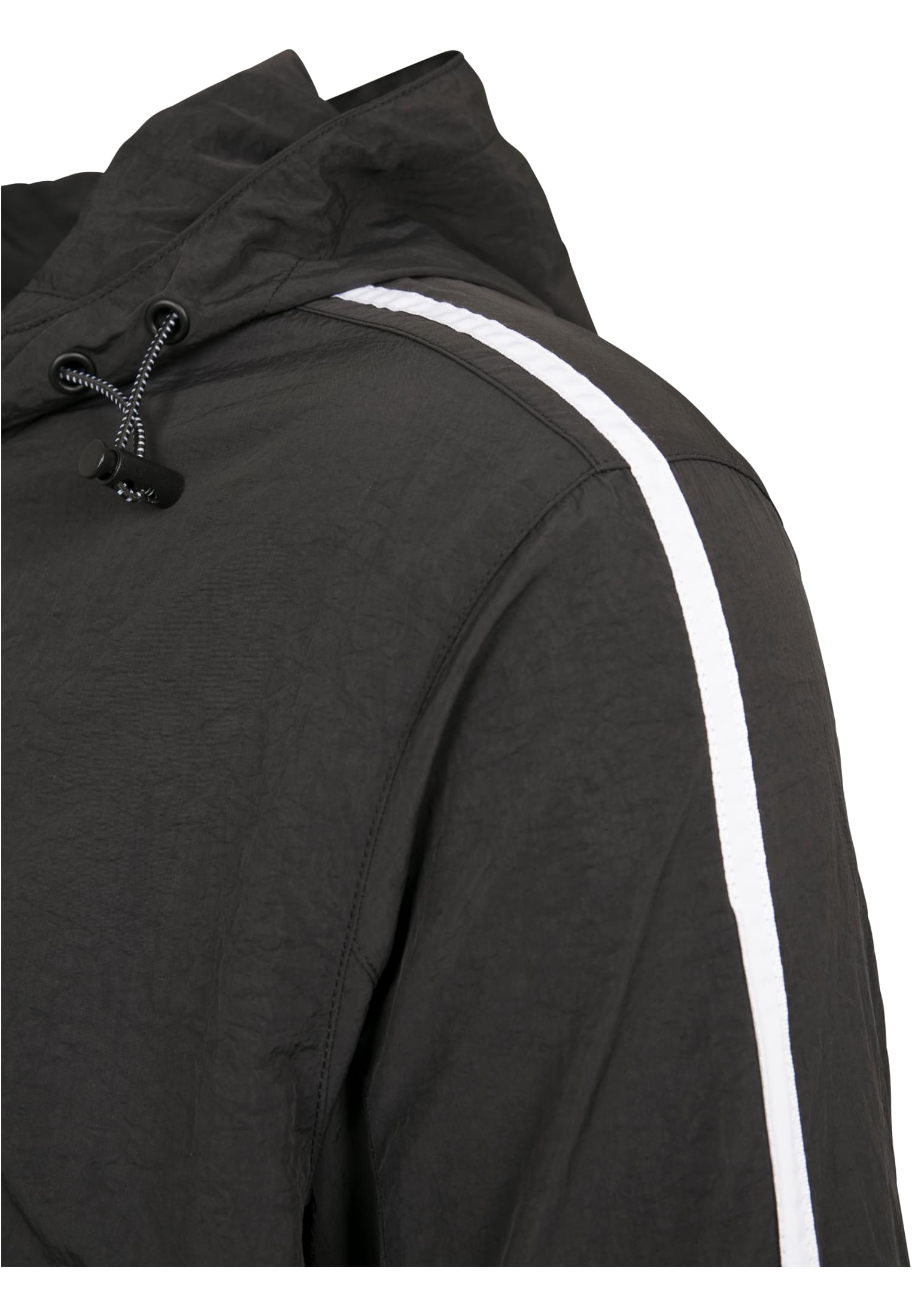 Crinkle Nylon Pull Over Jacket | blk/wht