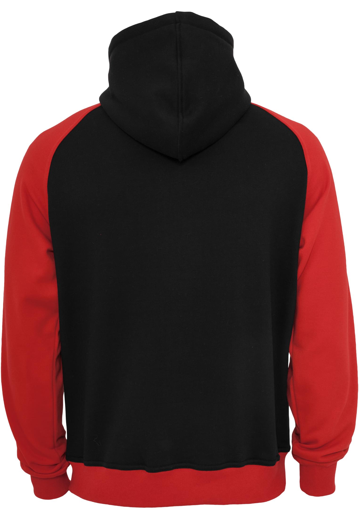 Light Fleece Button Hoody | blk/red