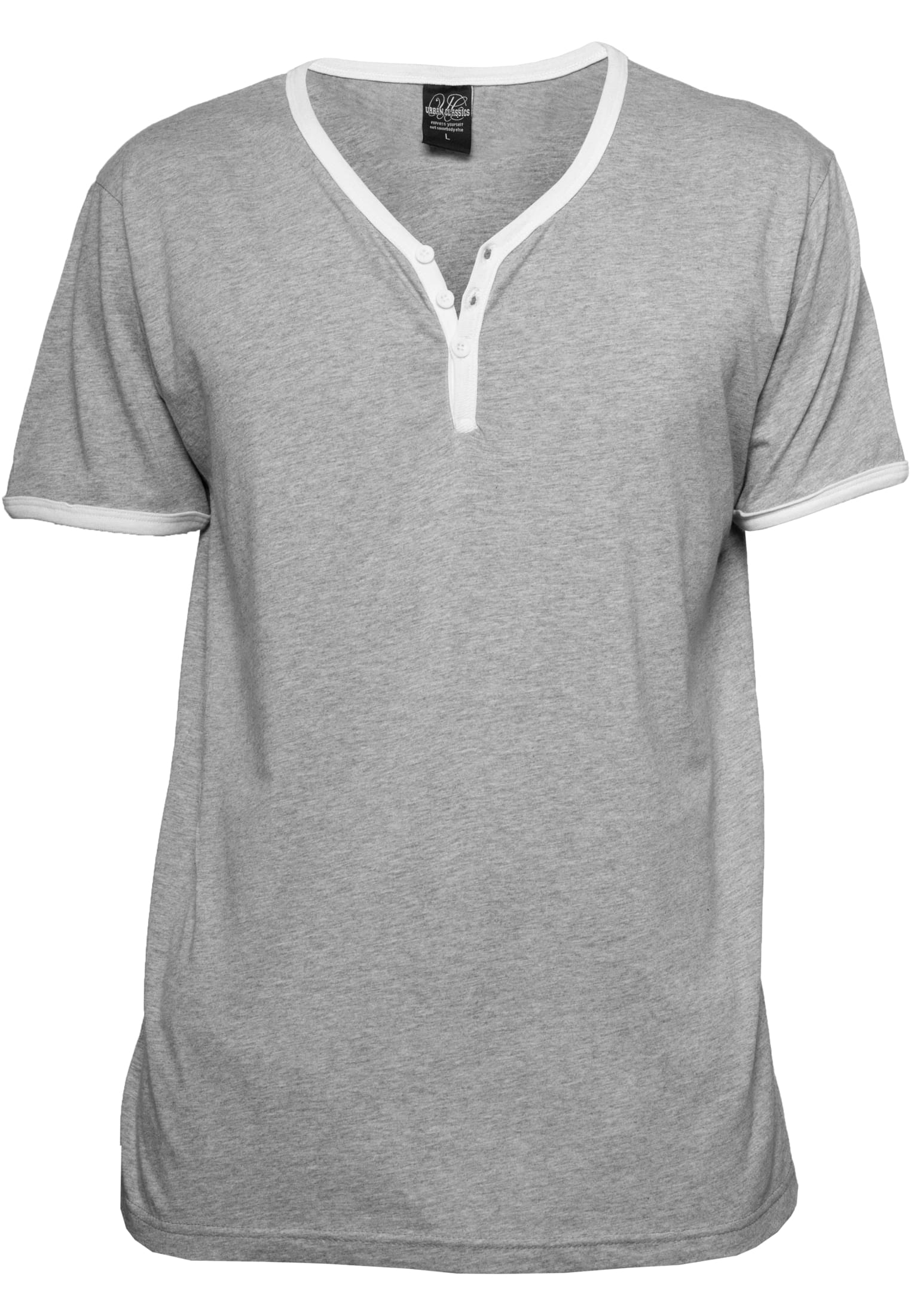 Contrast Henley Y-Neck Tee | gry/wht