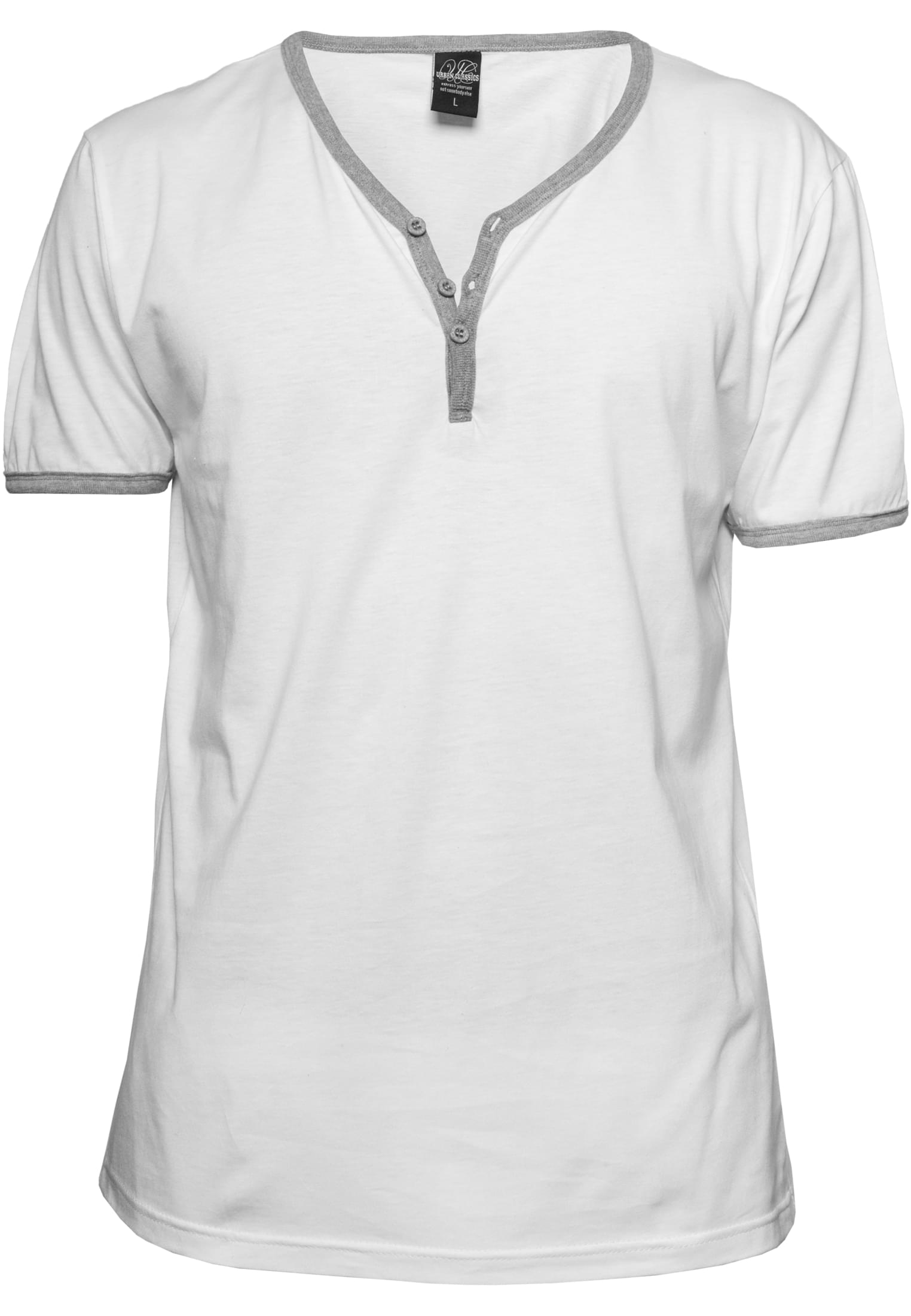 Contrast Henley Y-Neck Tee | wht/gry