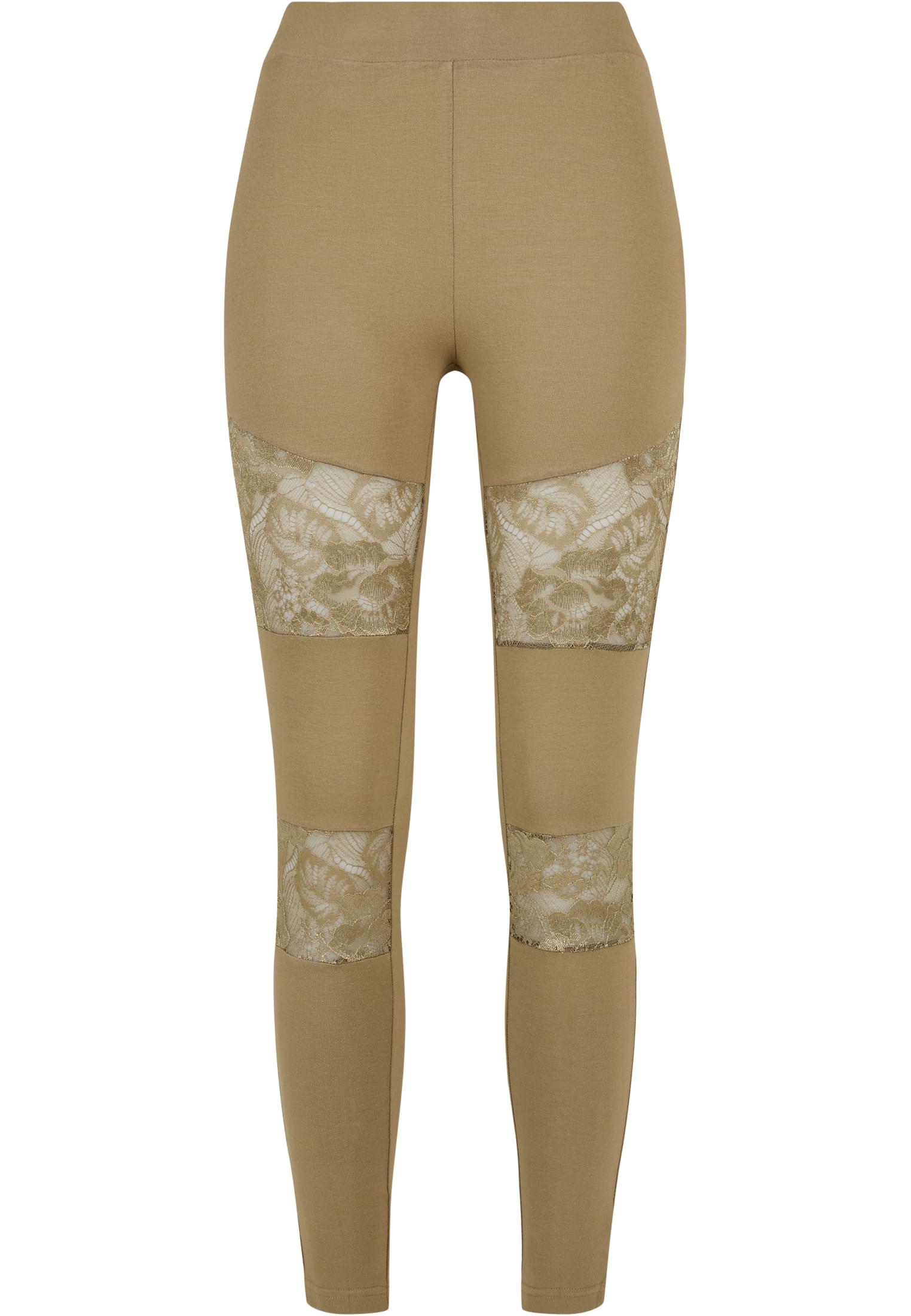 Ladies Laces Inset Leggings | khaki