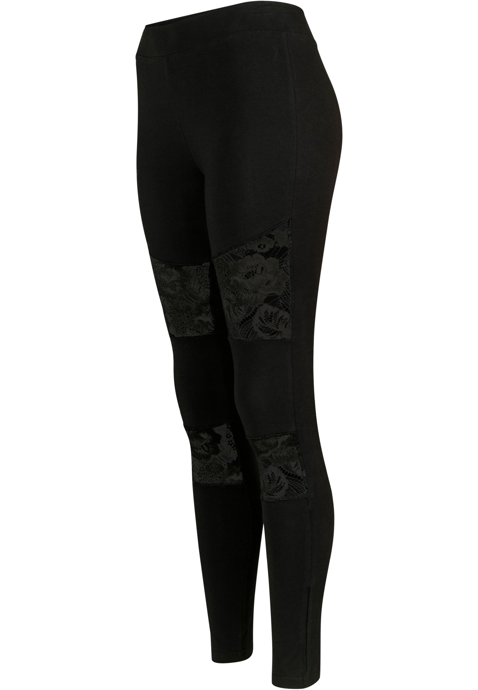 Ladies Laces Inset Leggings | black