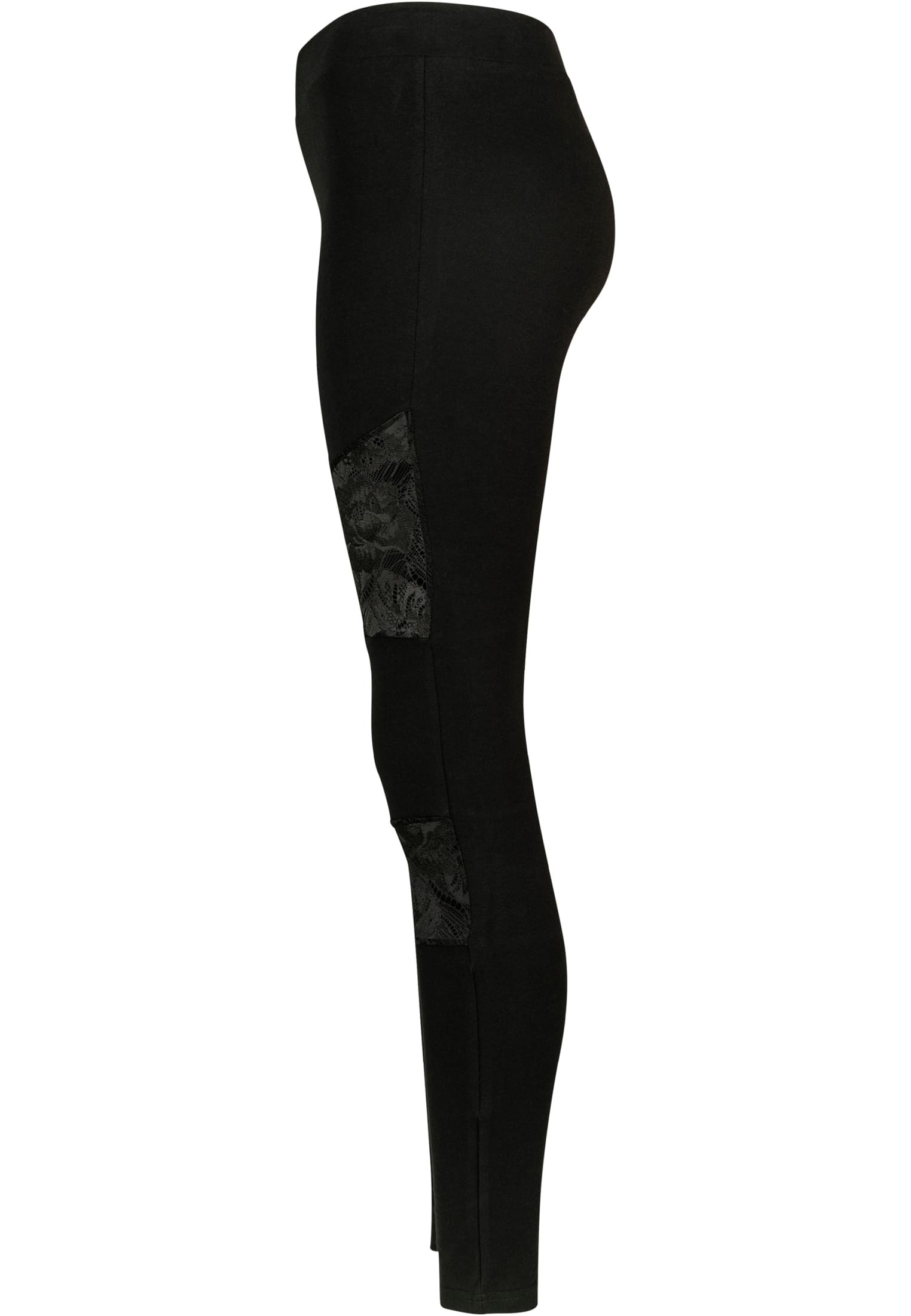 Ladies Laces Inset Leggings | black