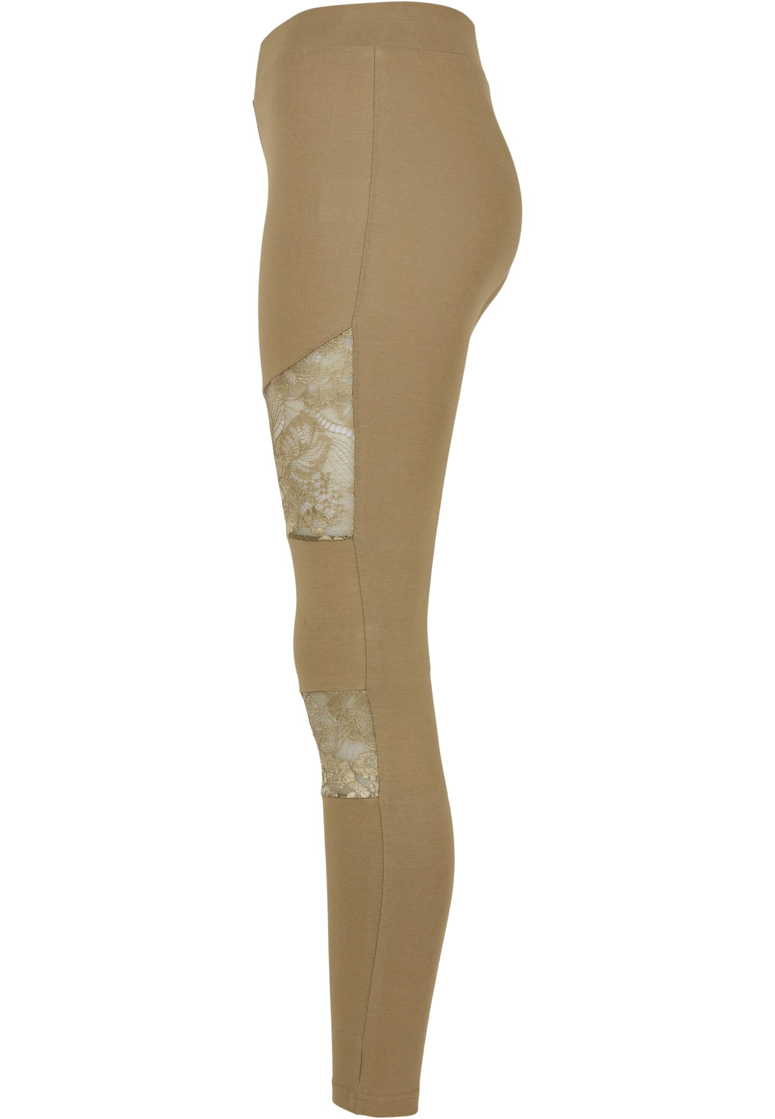 Ladies Laces Inset Leggings | khaki