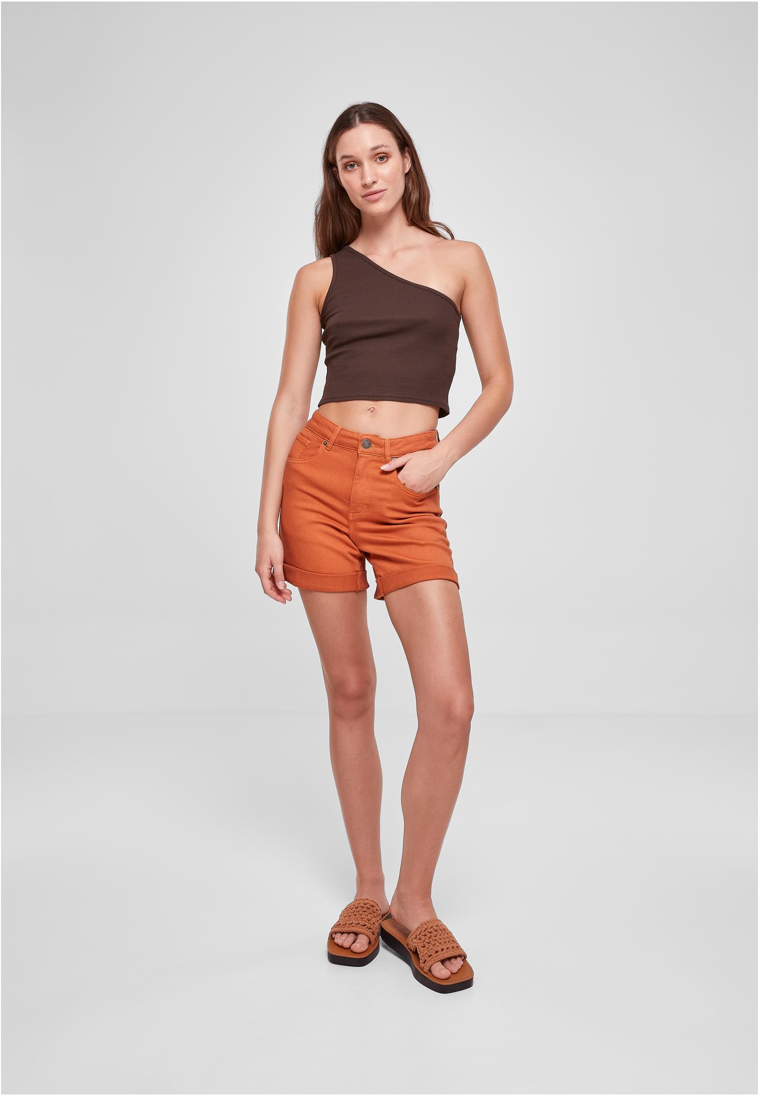 Ladies Cropped Asymmetric Top | brown