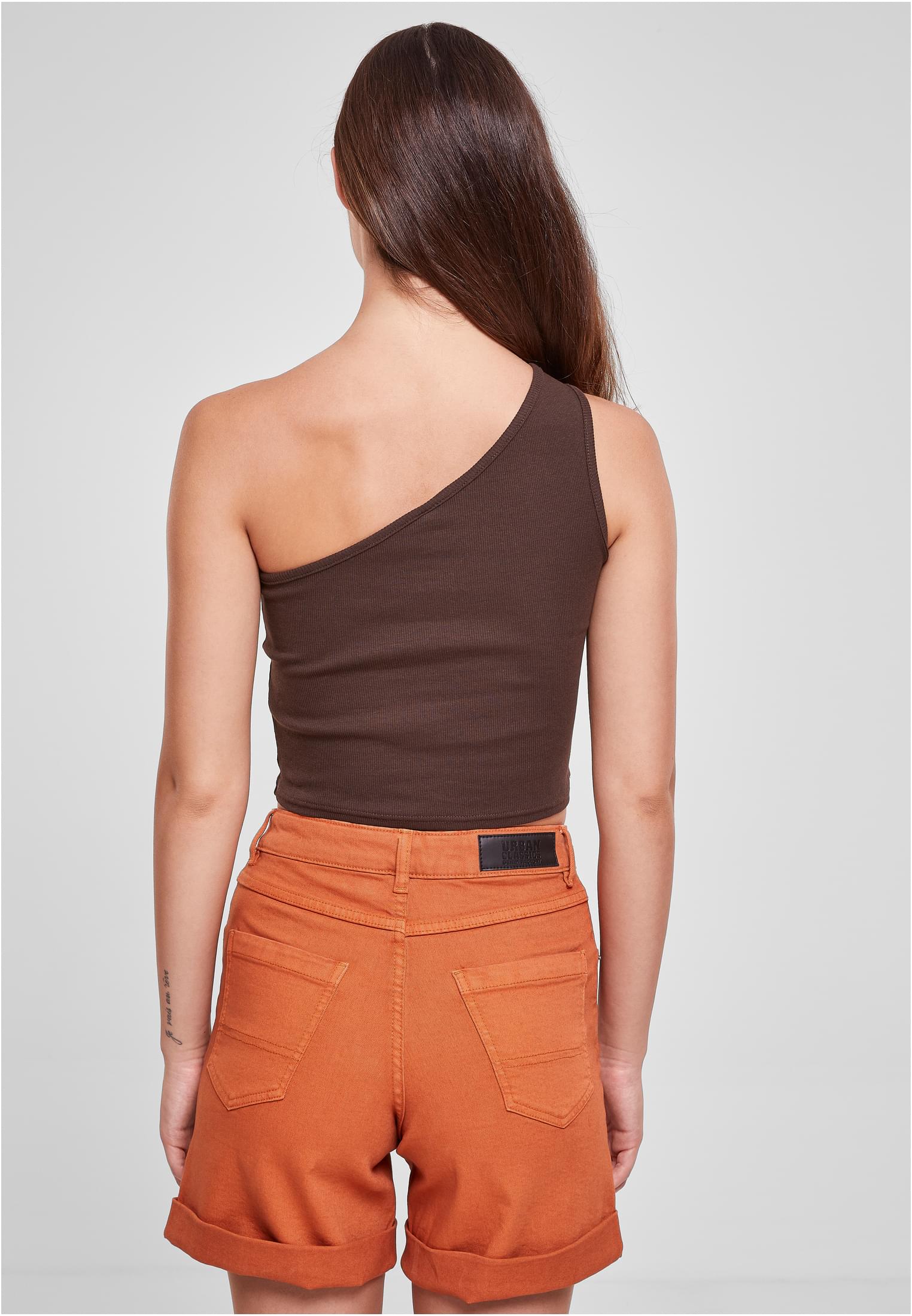 Ladies Cropped Asymmetric Top | brown