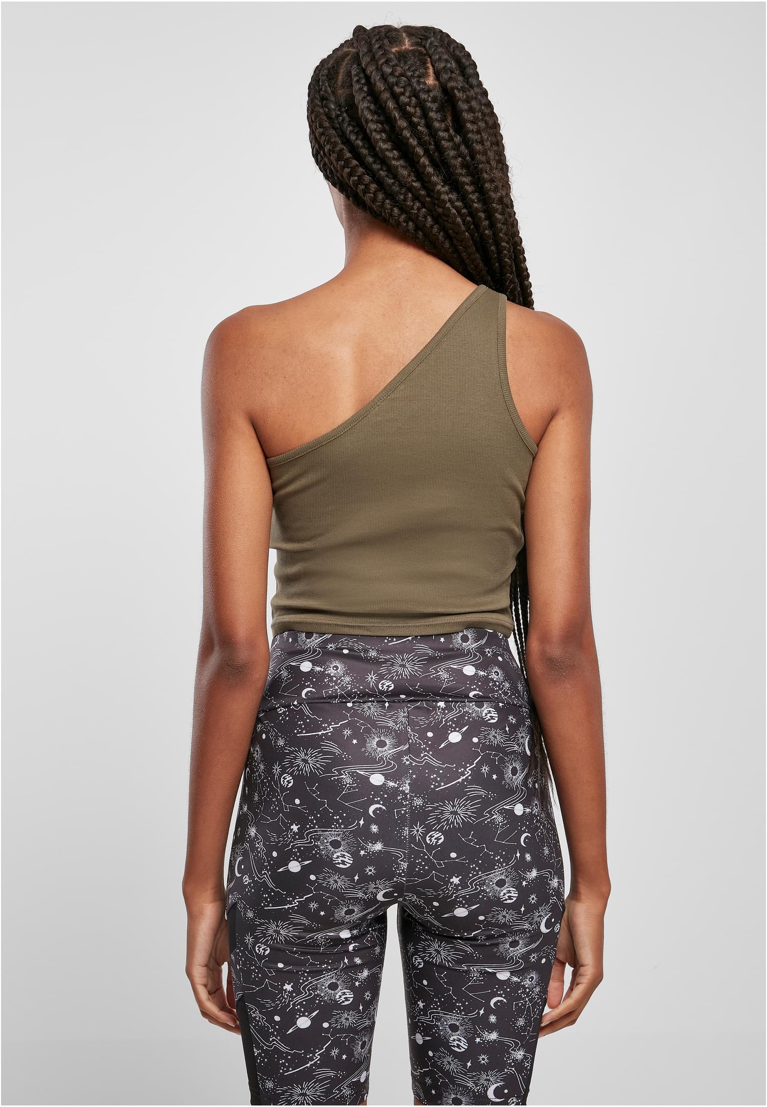 Ladies Cropped Asymmetric Top | khaki