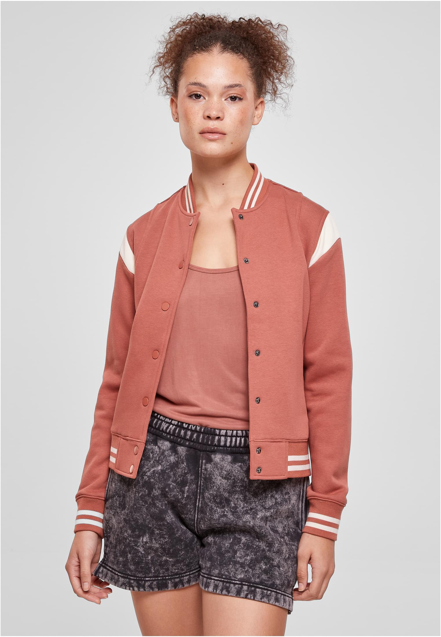 Ladies Inset College Sweat Jacket | terracotta/whitesand