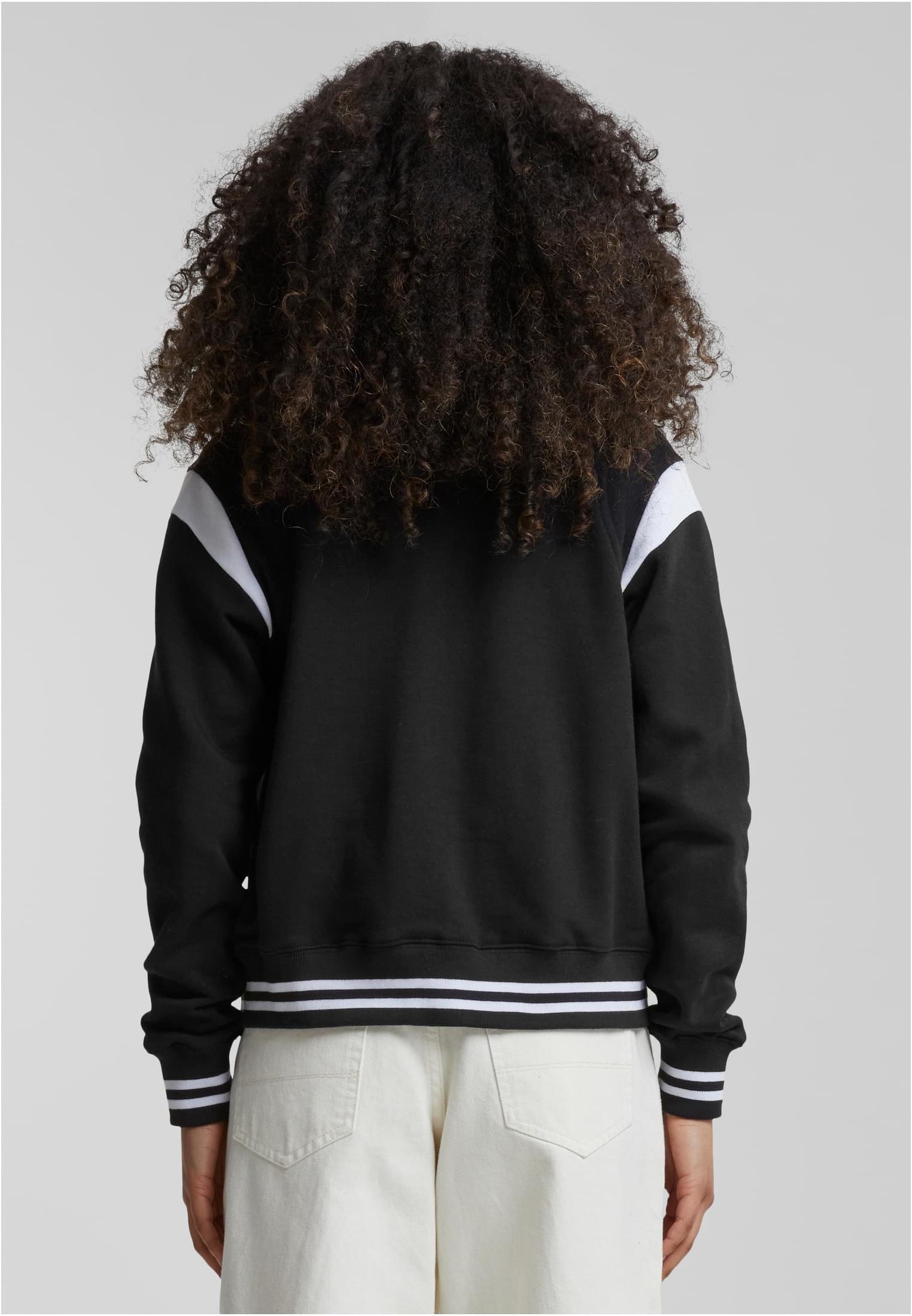 Ladies Inset College Sweat Jacket | blk/wht