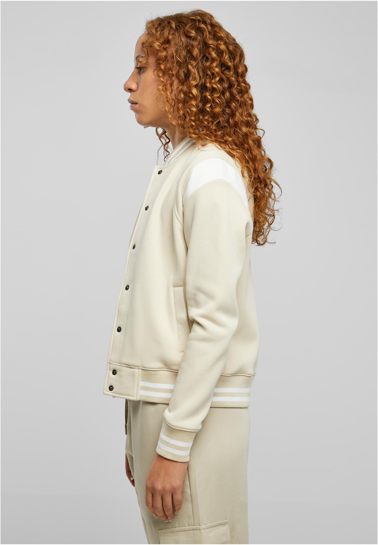 Ladies Inset College Sweat Jacket | softseagrass/white