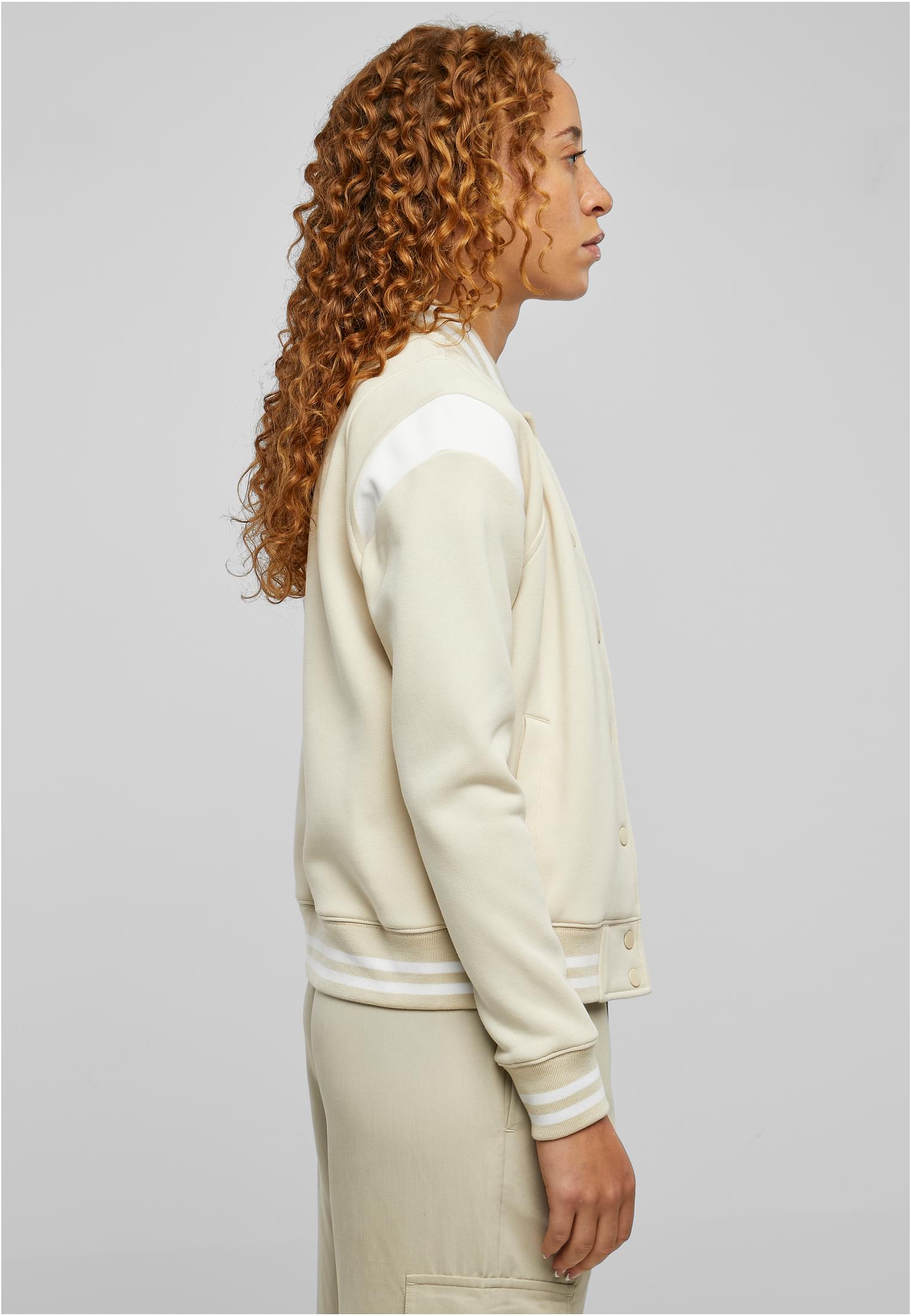 Ladies Inset College Sweat Jacket | softseagrass/white