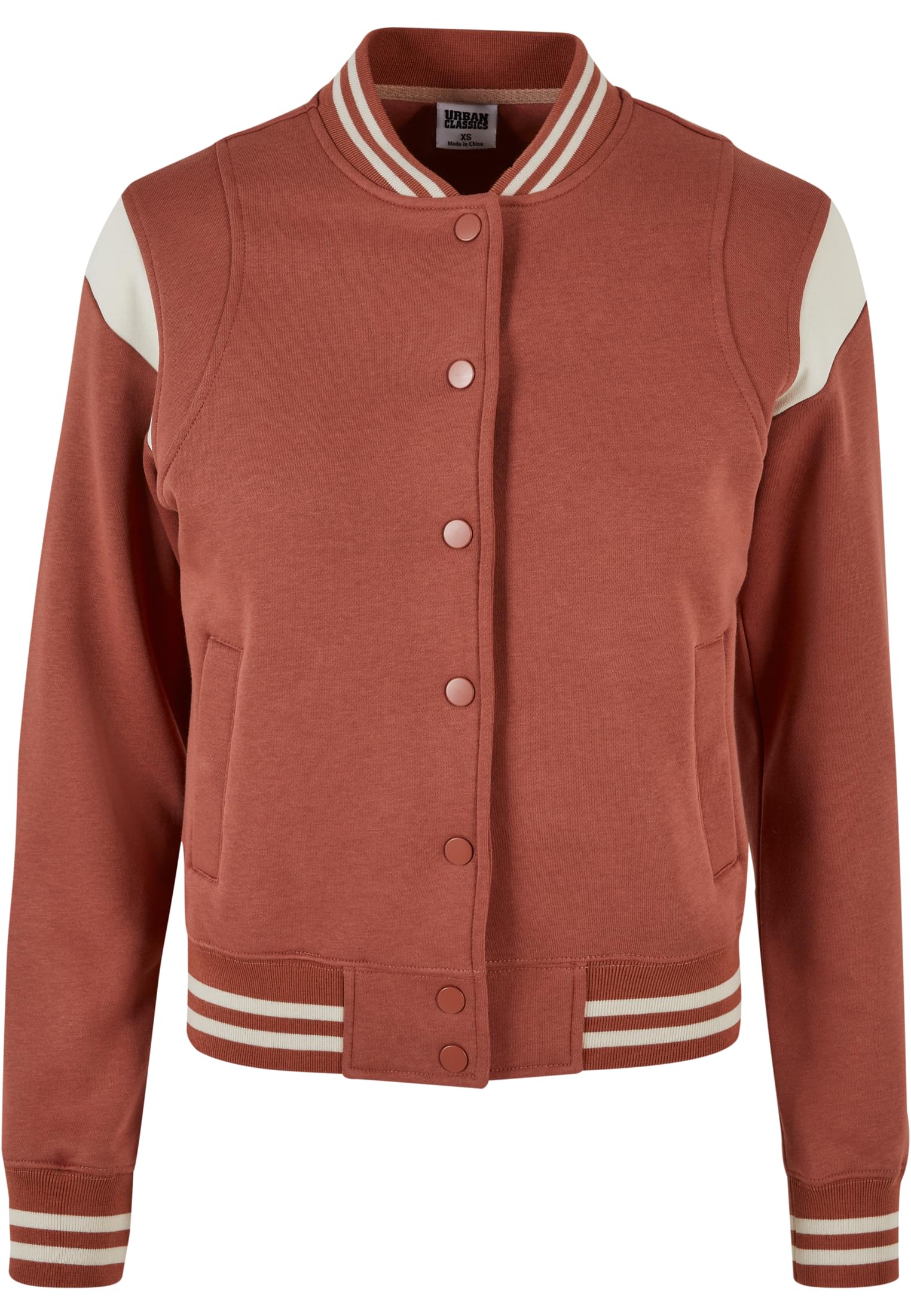 Ladies Inset College Sweat Jacket | terracotta/whitesand