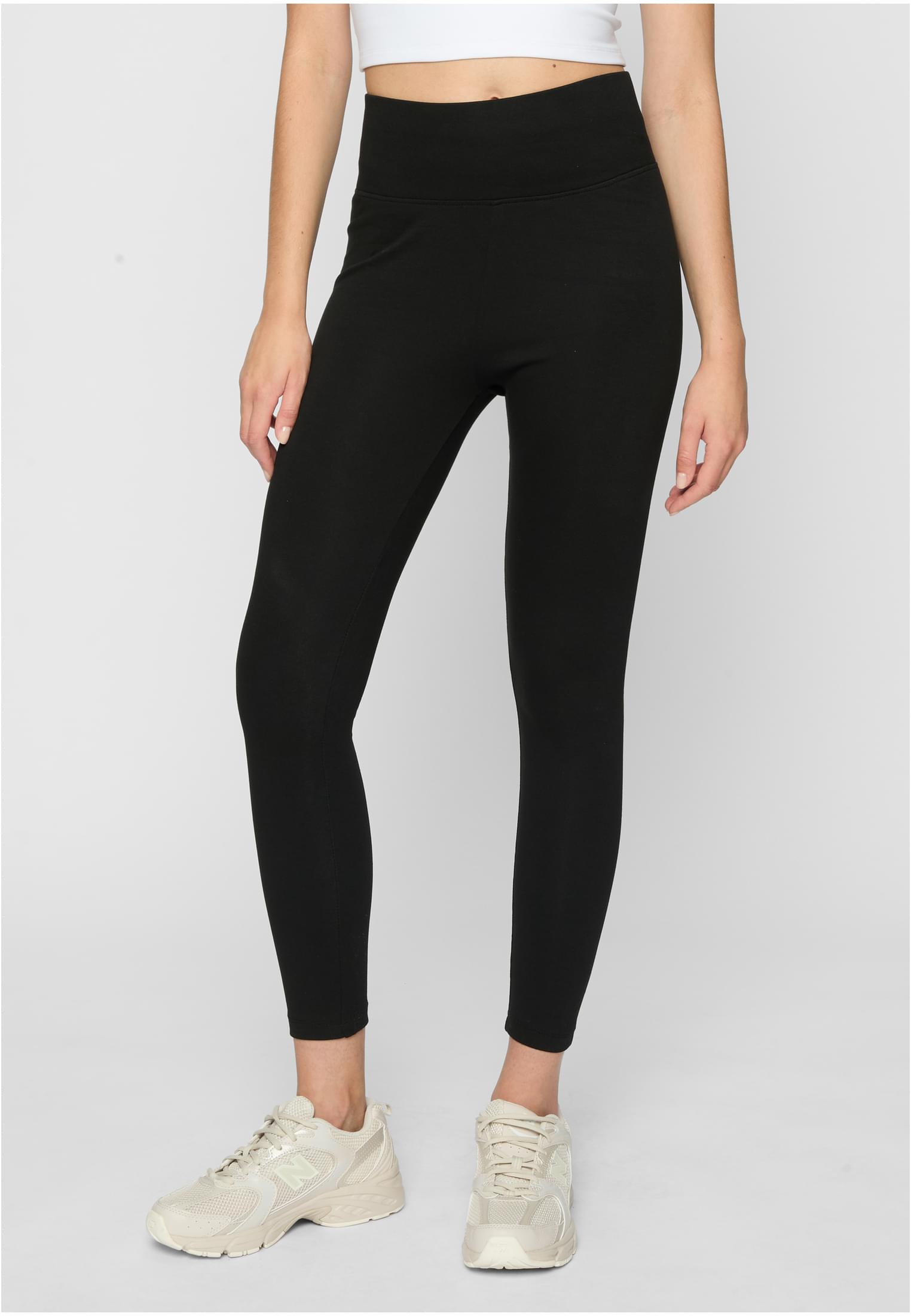 Ladies High Waist Jersey Leggings 2-Pack | black+black