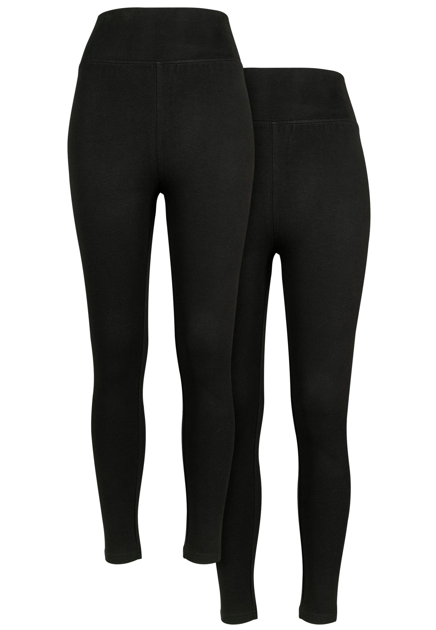 Ladies High Waist Jersey Leggings 2-Pack | black+black