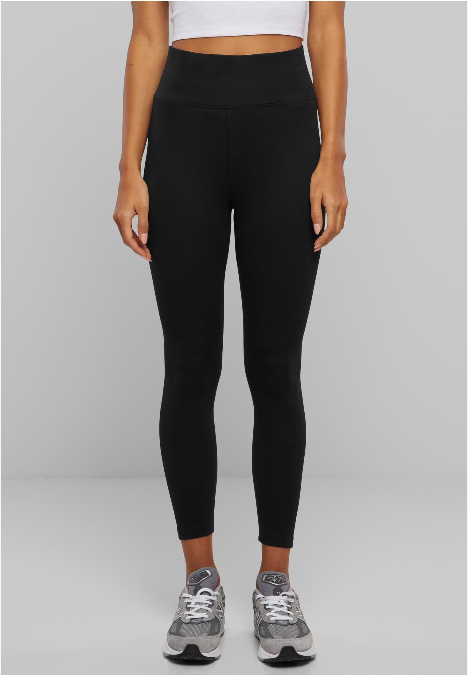 Ladies High Waist Jersey Leggings | black