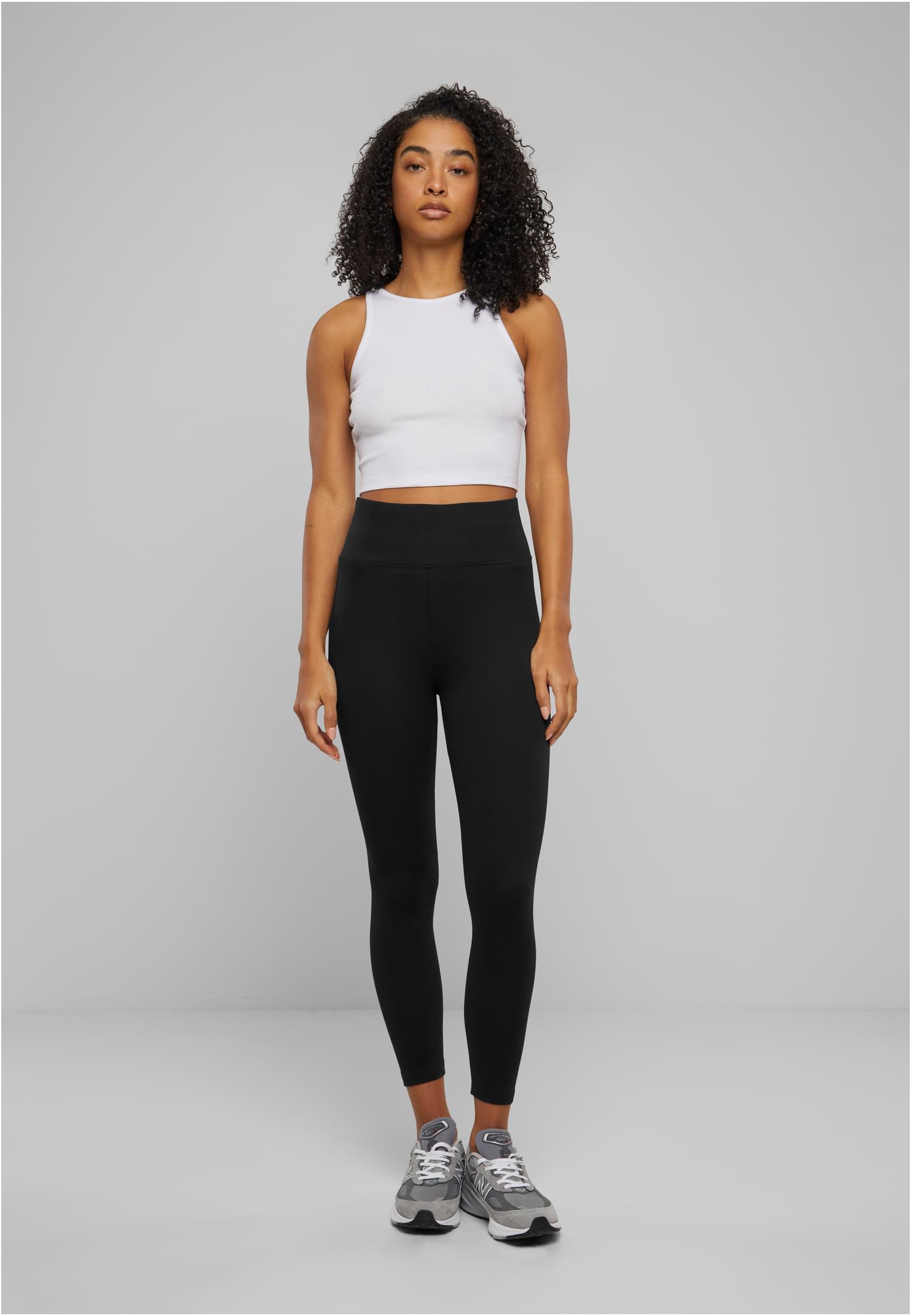 Ladies High Waist Jersey Leggings | black