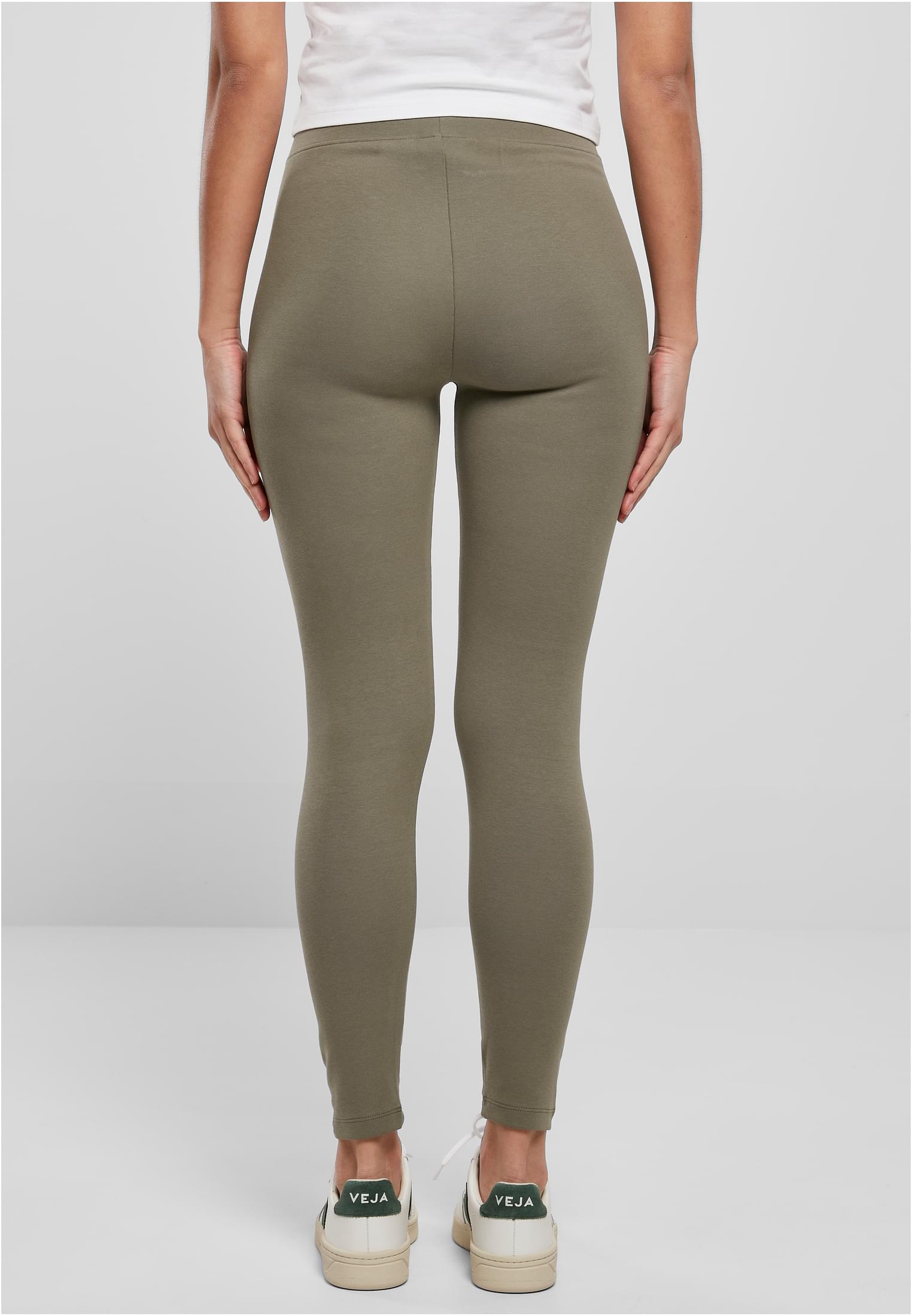 Ladies High Waist Jersey Leggings | olive