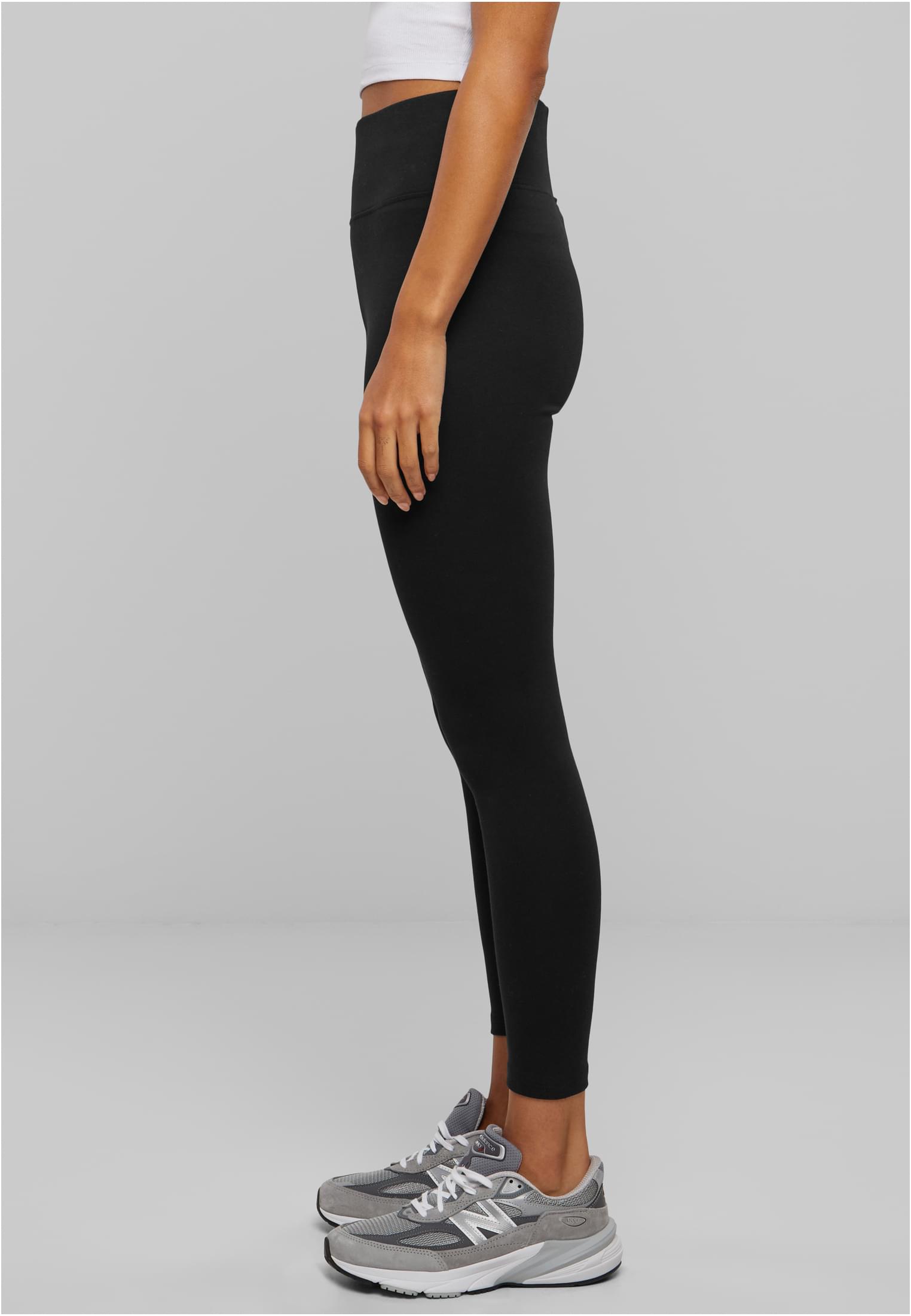 Ladies High Waist Jersey Leggings | black