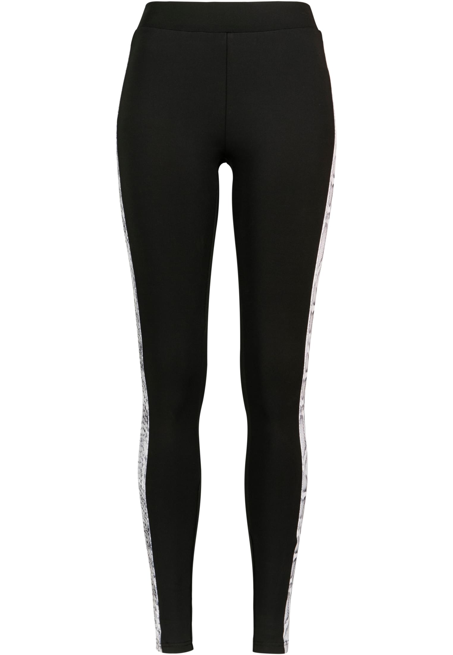 Ladies Side Striped Pattern Leggings | blk/snake