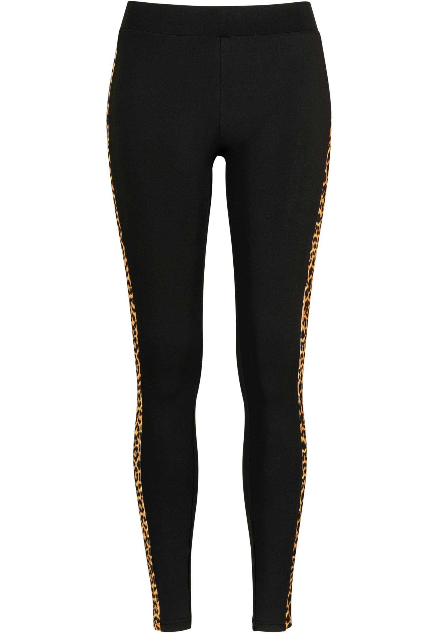 Ladies Side Striped Pattern Leggings | blk/leo