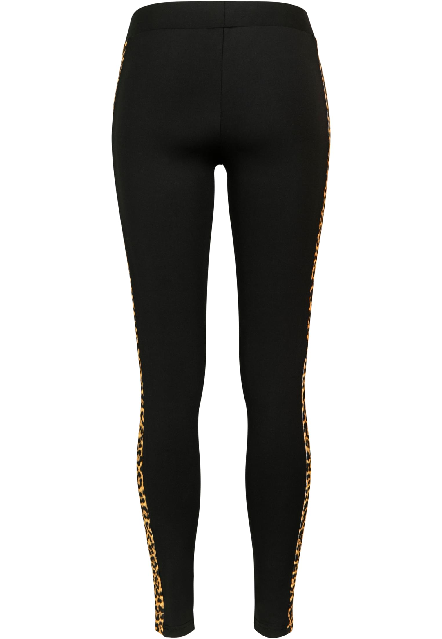 Ladies Side Striped Pattern Leggings | blk/leo