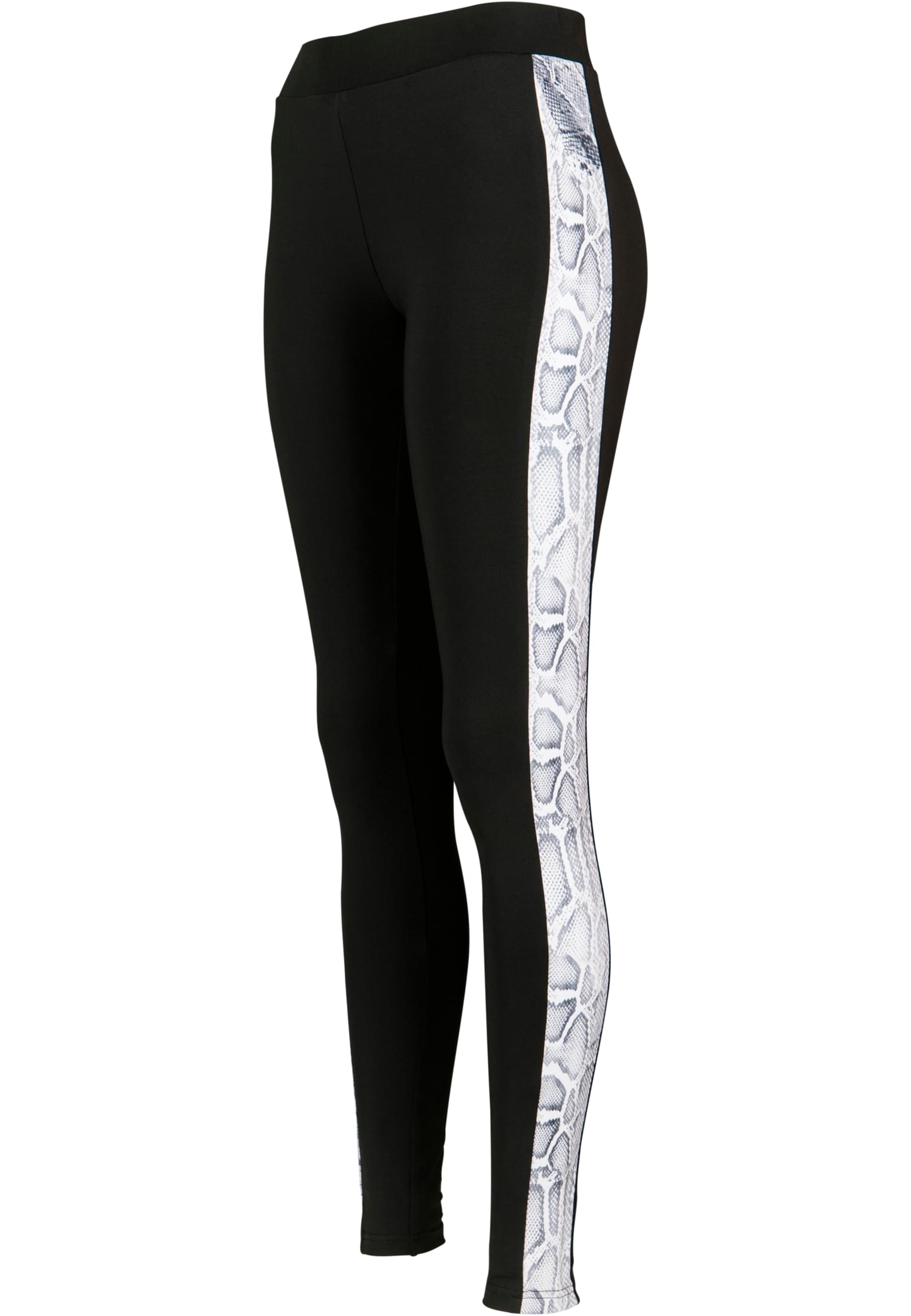 Ladies Side Striped Pattern Leggings | blk/snake