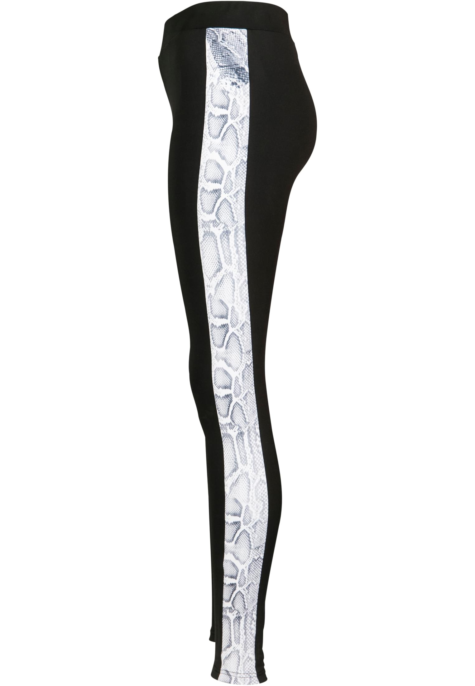 Ladies Side Striped Pattern Leggings | blk/snake