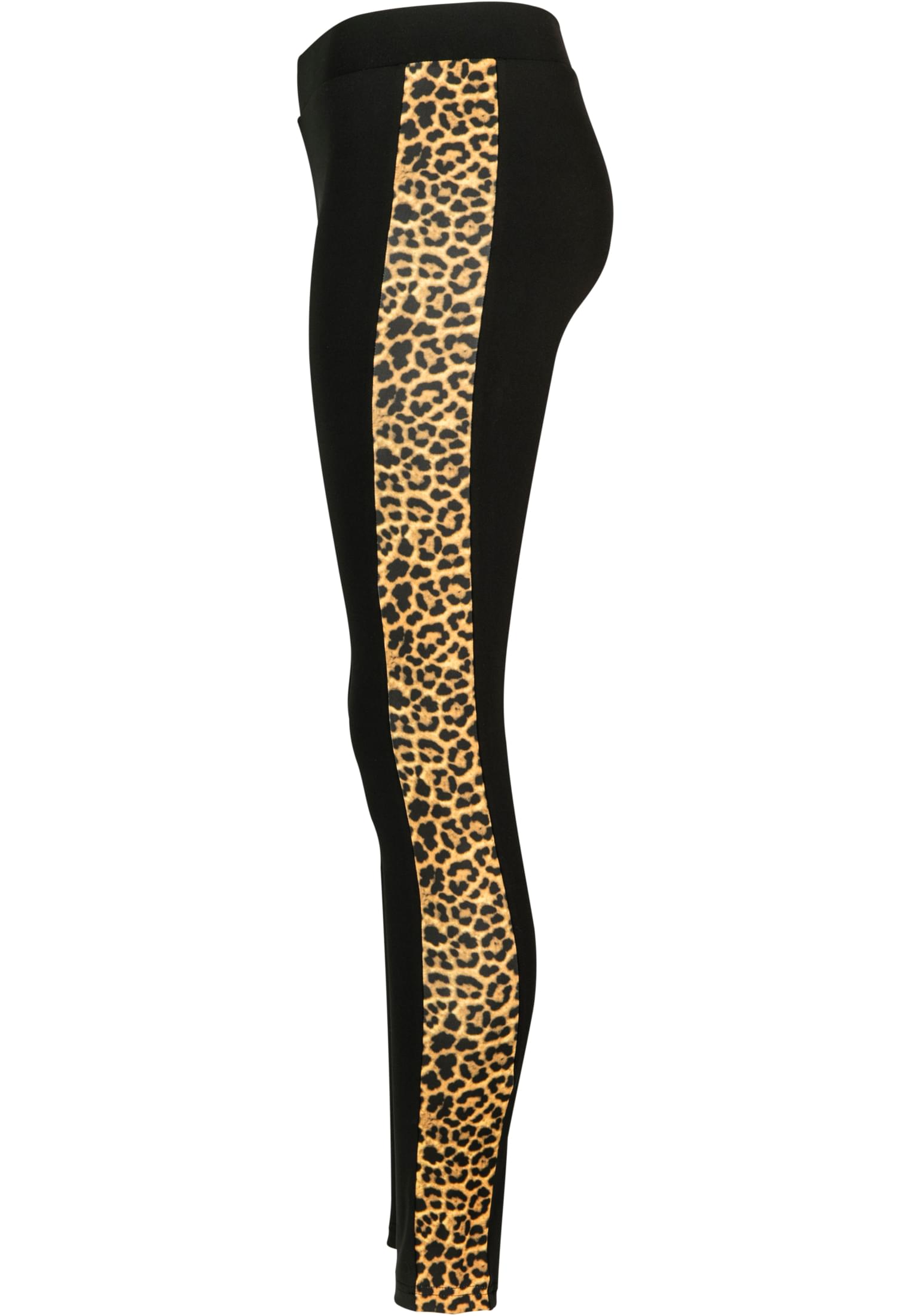 Ladies Side Striped Pattern Leggings | blk/leo