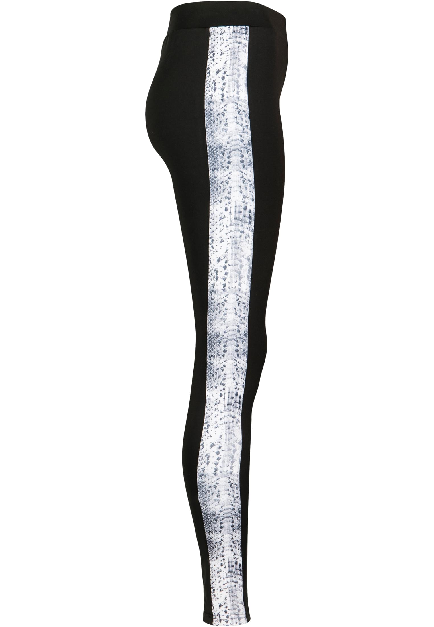 Ladies Side Striped Pattern Leggings | blk/snake