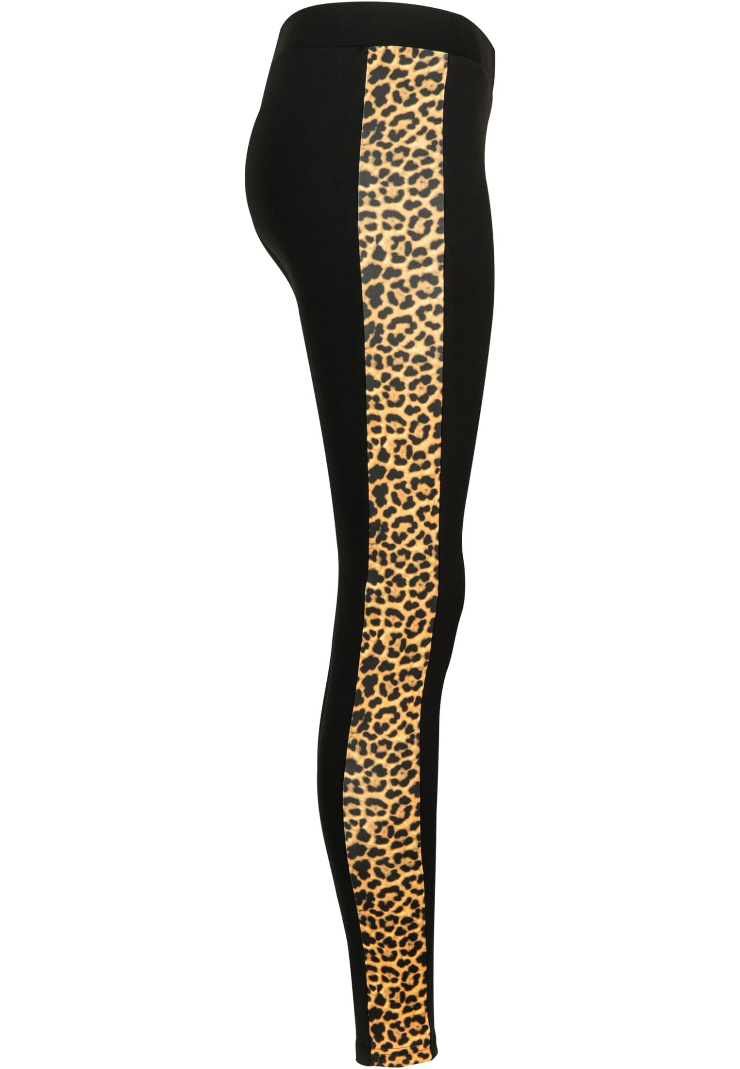 Ladies Side Striped Pattern Leggings | blk/leo