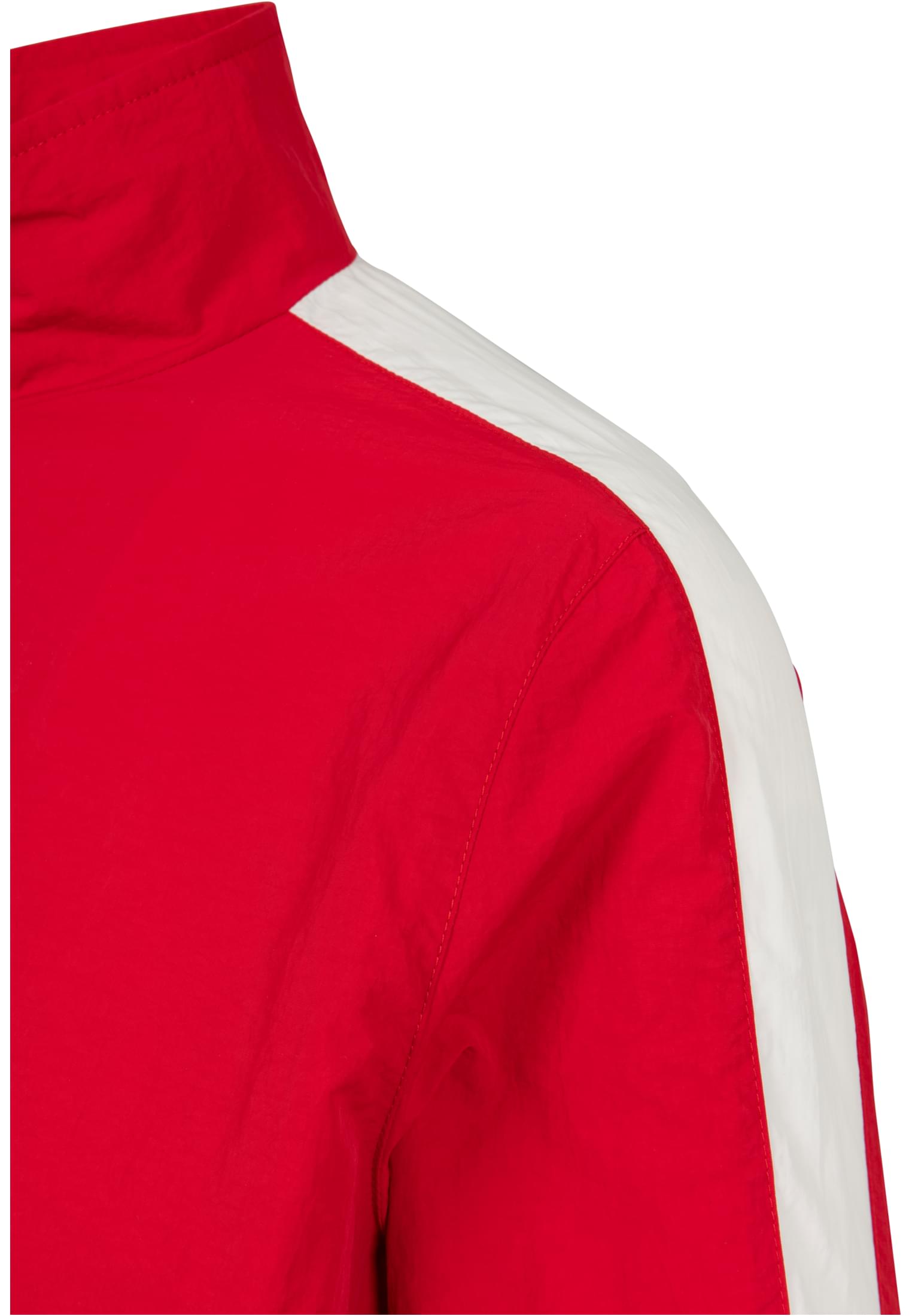 Ladies Short Striped Crinkle Track Jacket | red/wht