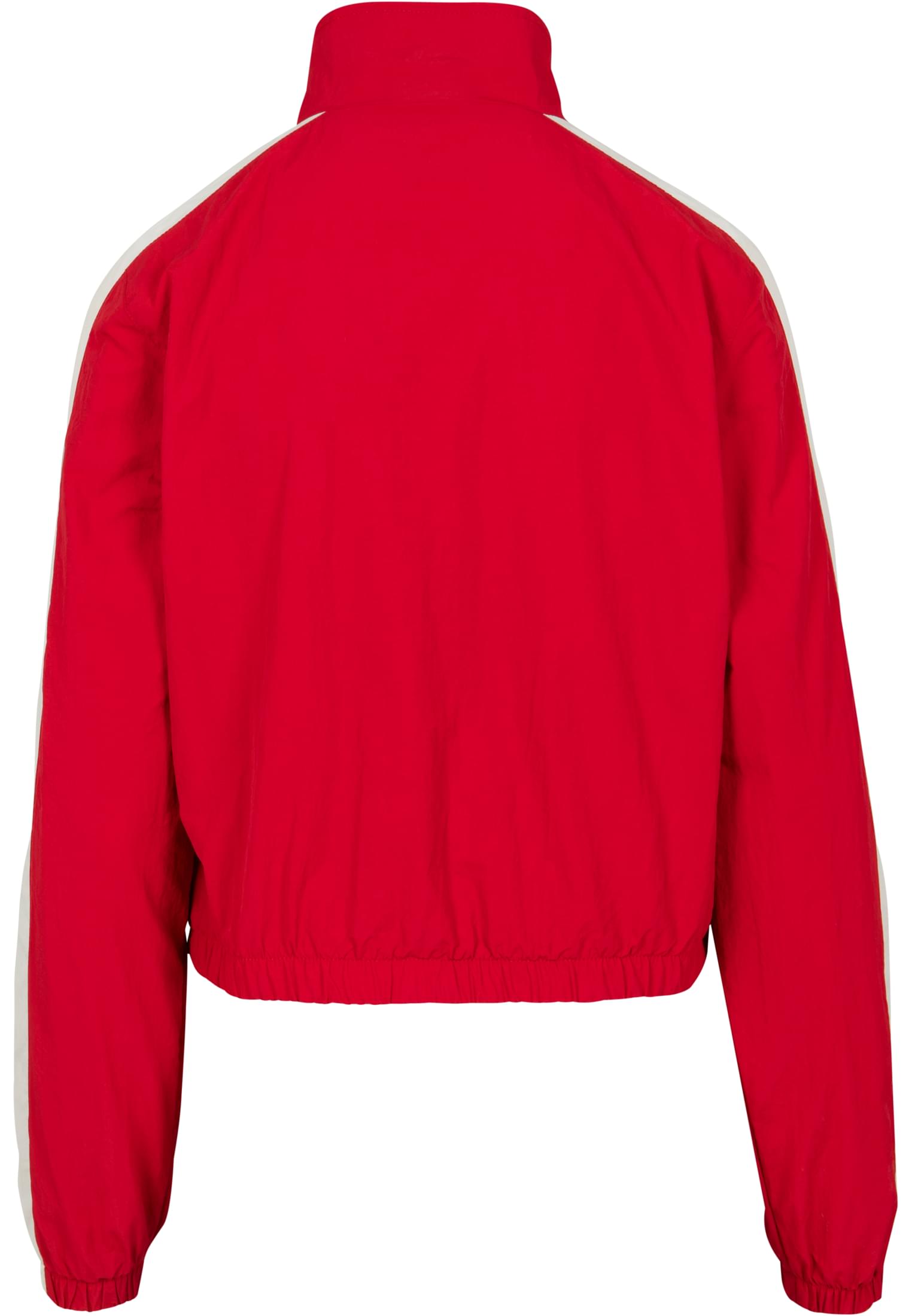 Ladies Short Striped Crinkle Track Jacket | red/wht