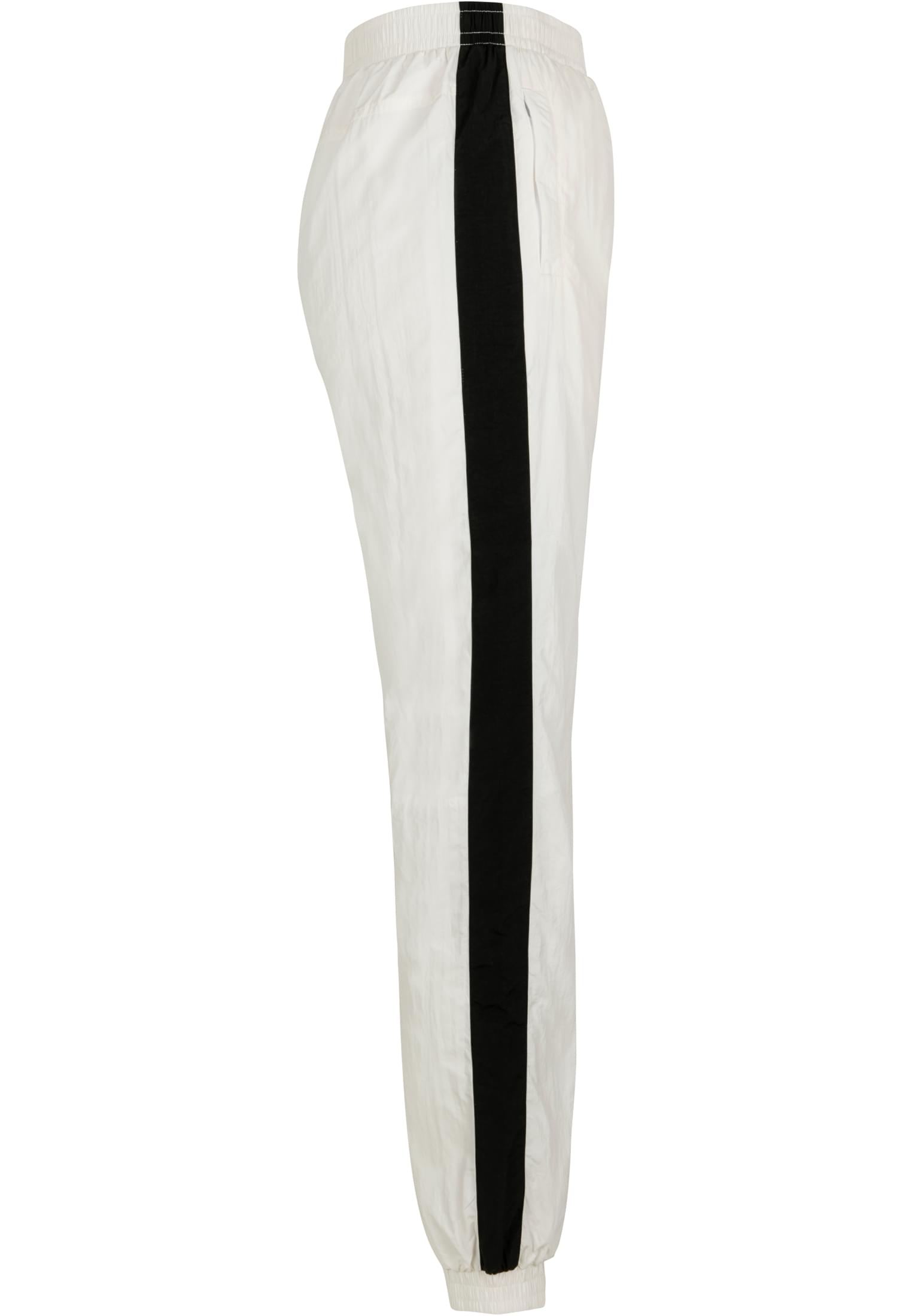 Ladies Striped Crinkle Pants | wht/blk