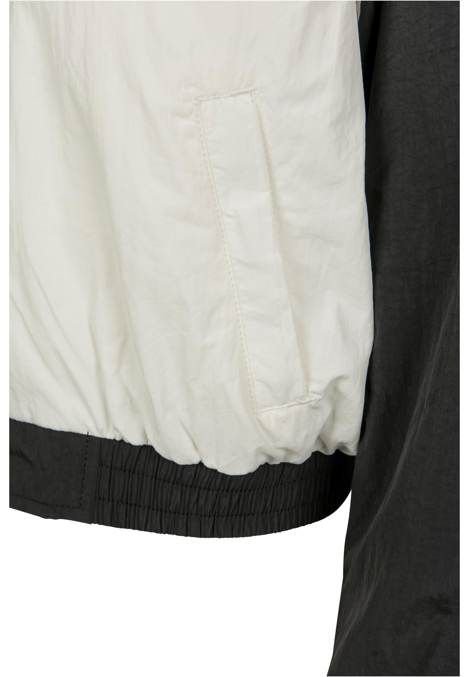 Ladies Short Raglan Crinkle Batwing Jacket | blk/wht