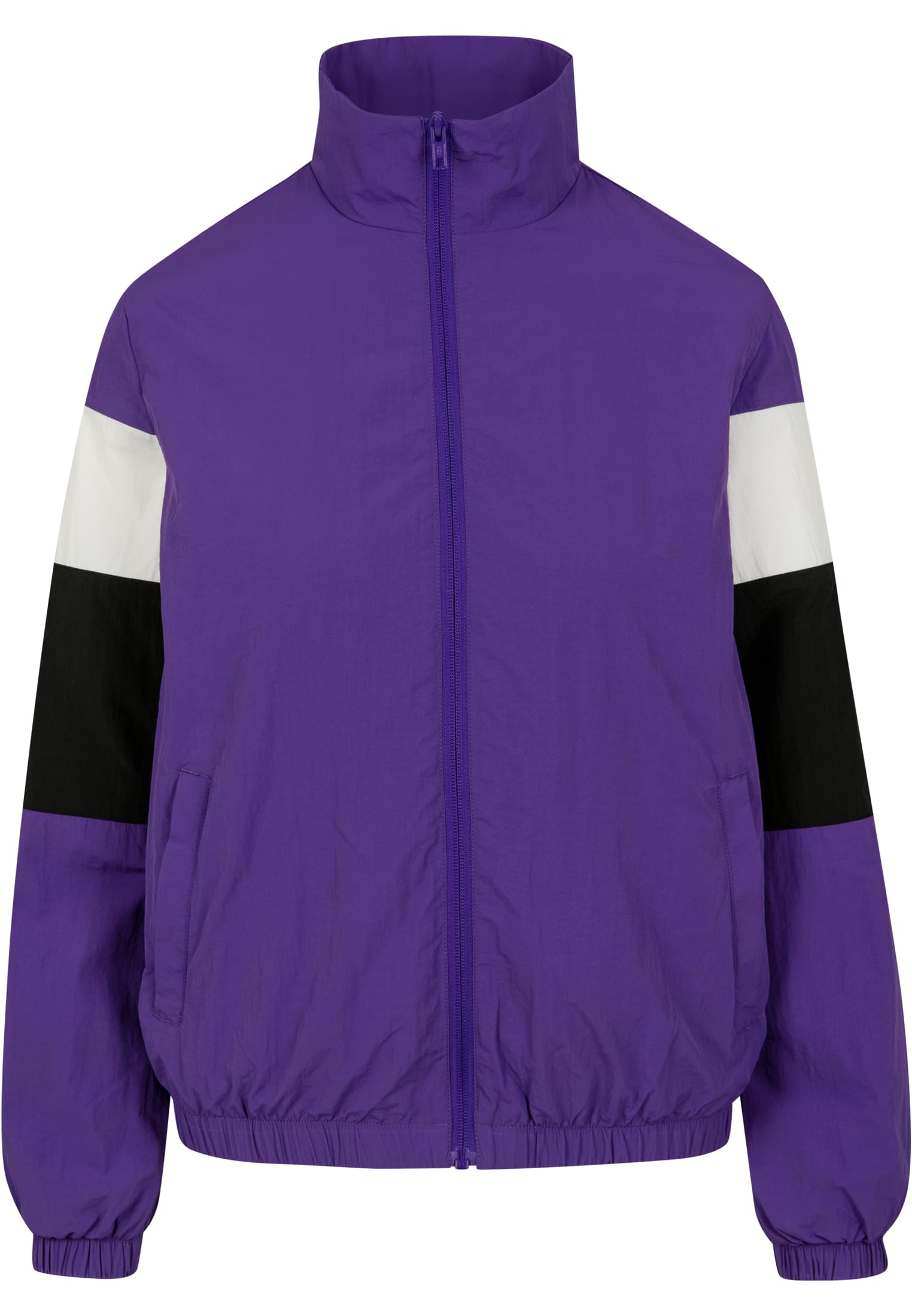 Ladies 3-Tone Crinkle Track Jacket | ultraviolet/blk/wht