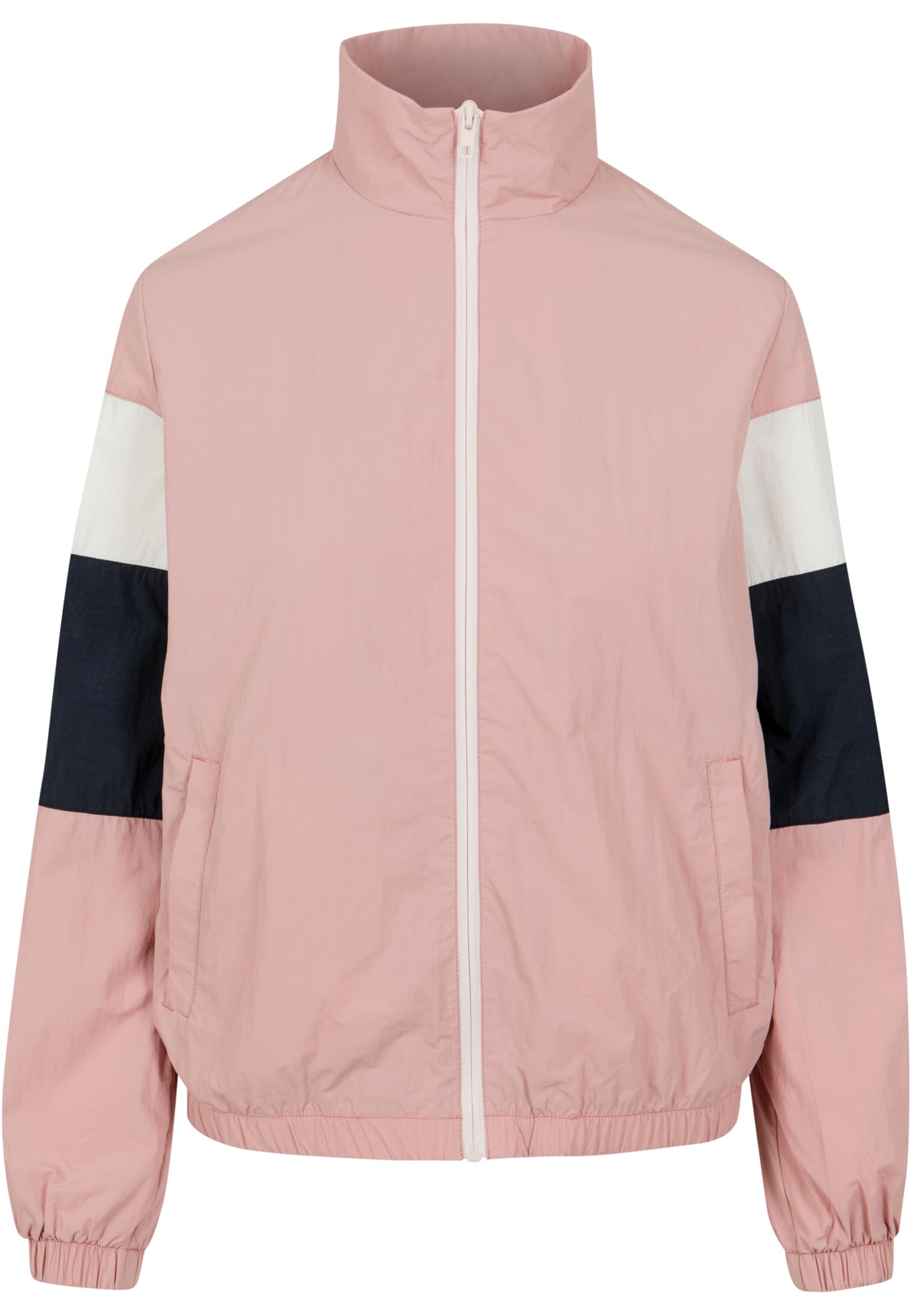 Ladies 3-Tone Crinkle Track Jacket | darkrose/nvy/wht