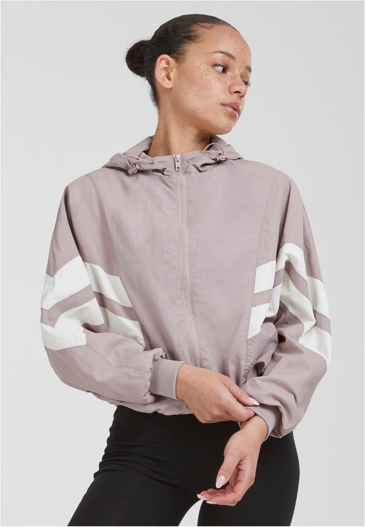 Ladies Crinkle Batwing Jacket | duskrose/whitesand