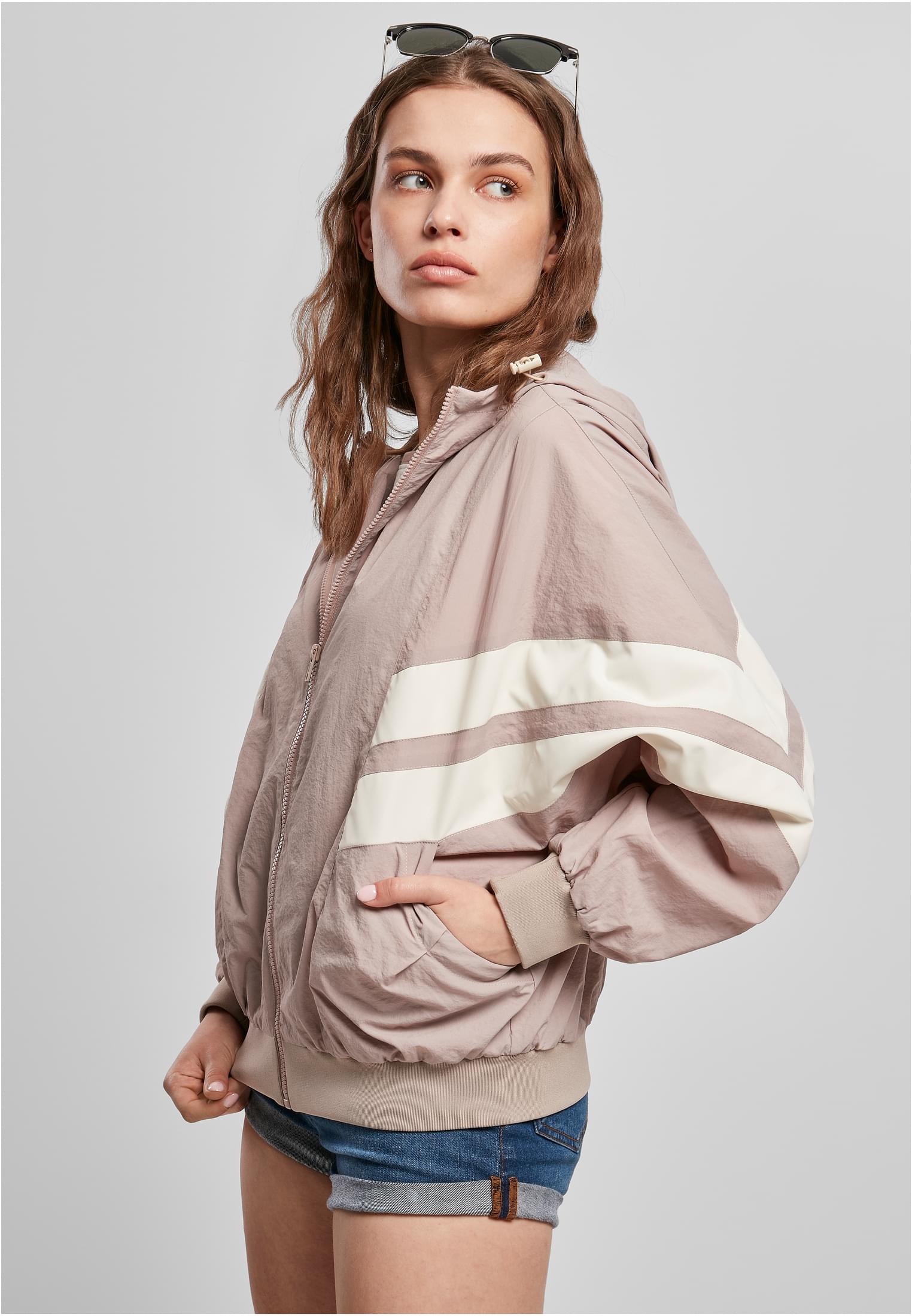 Ladies Crinkle Batwing Jacket | duskrose/whitesand