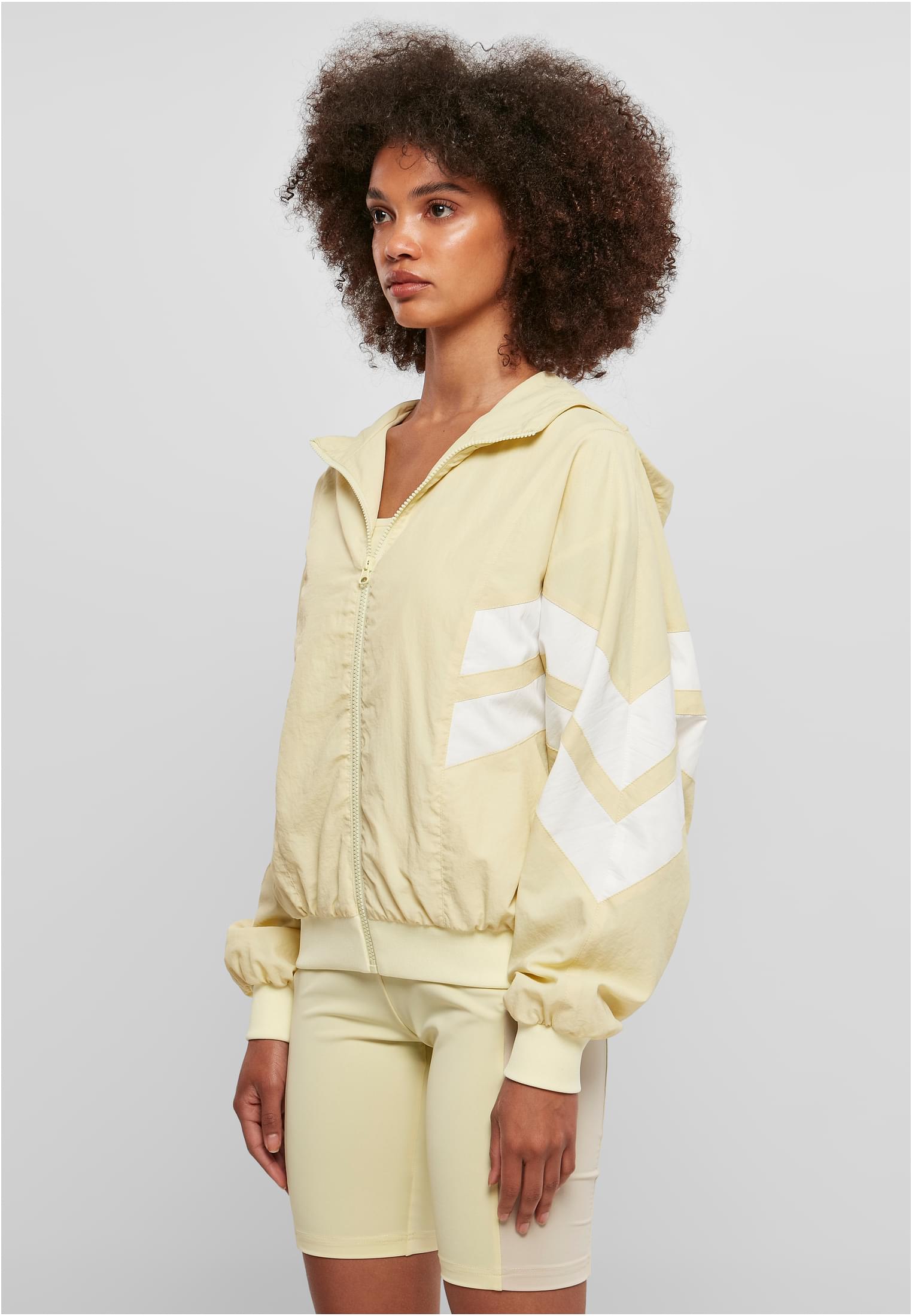 Ladies Crinkle Batwing Jacket | softyellow/white