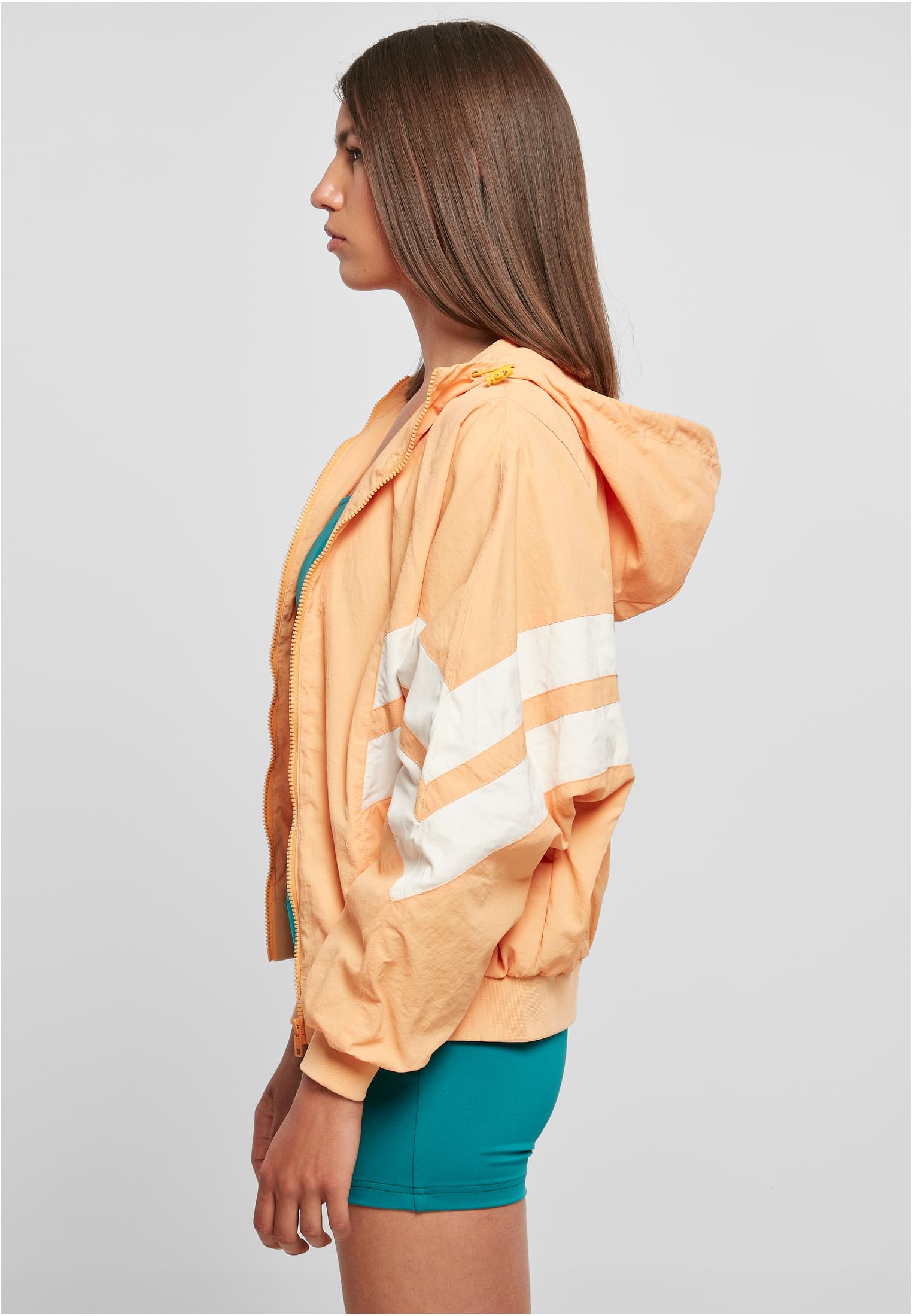 Ladies Crinkle Batwing Jacket | col.paleorange/whitesand