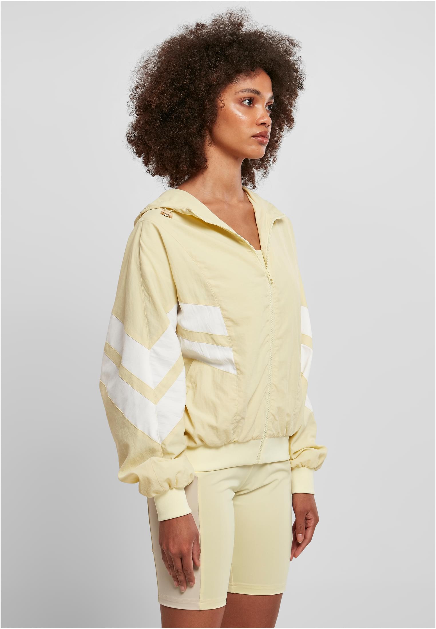 Ladies Crinkle Batwing Jacket | softyellow/white