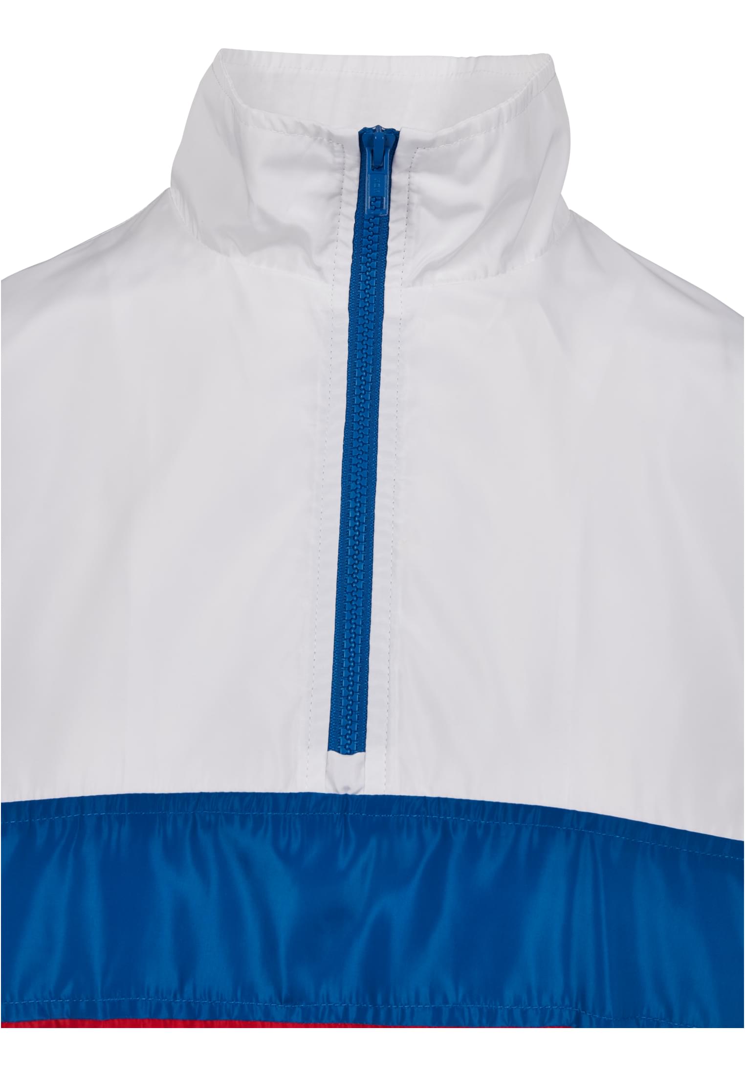 Ladies 3-Tone Stand Up Collar Pull Over Jacket | white/firered/brightblue