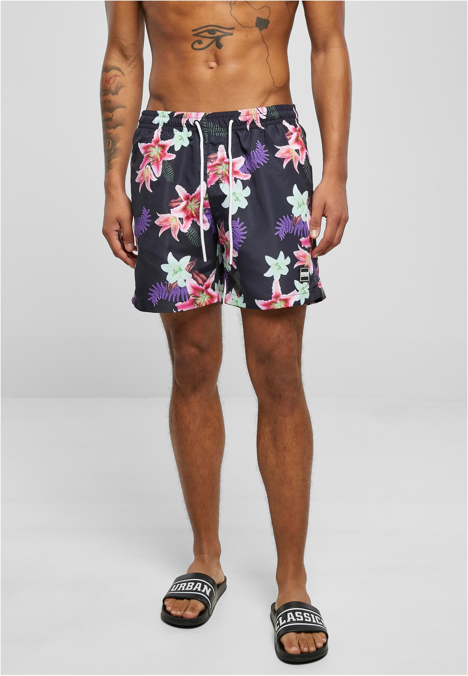 Pattern Swim Shorts Dark