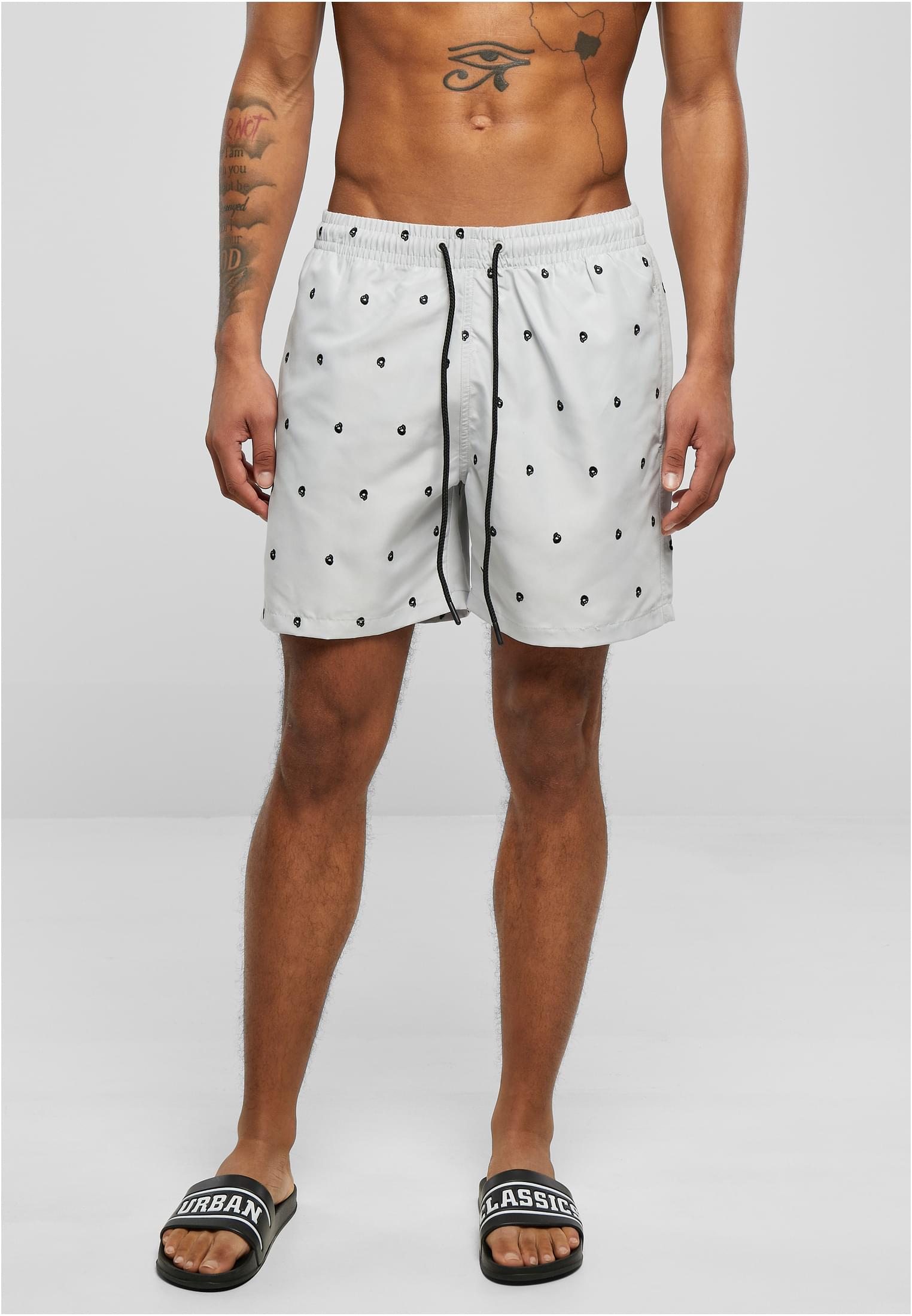 Embroidery Swim Shorts | skull/lightasphalt/black